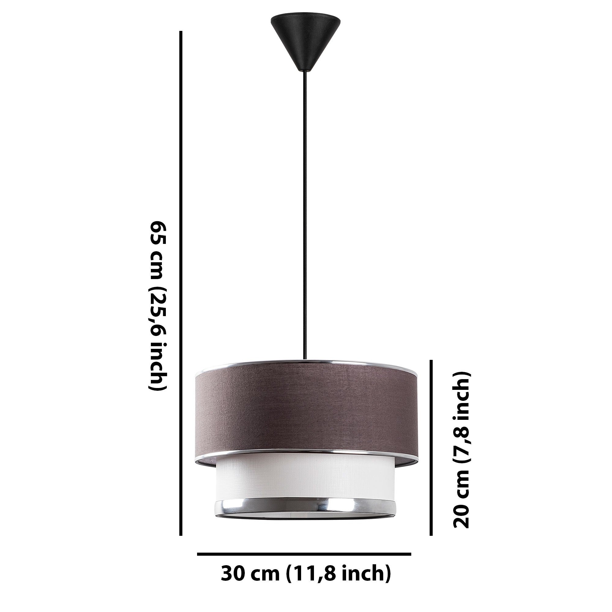 Candeeiro de Teto – 30 cm – Antracite e Prata – Metal e Algodão