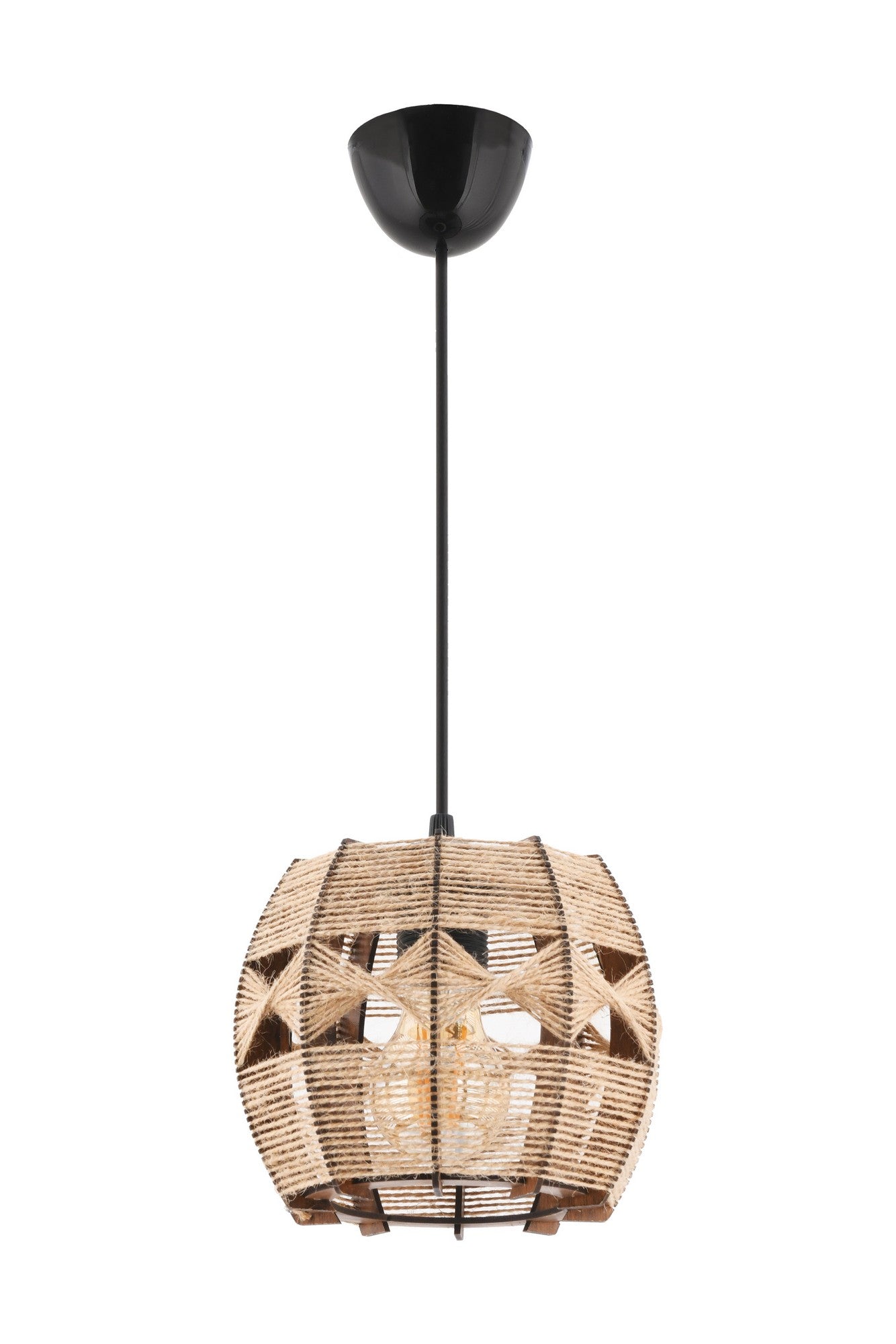 Candeeiro de Teto – 60 cm – Camelo – Madeira e Juta