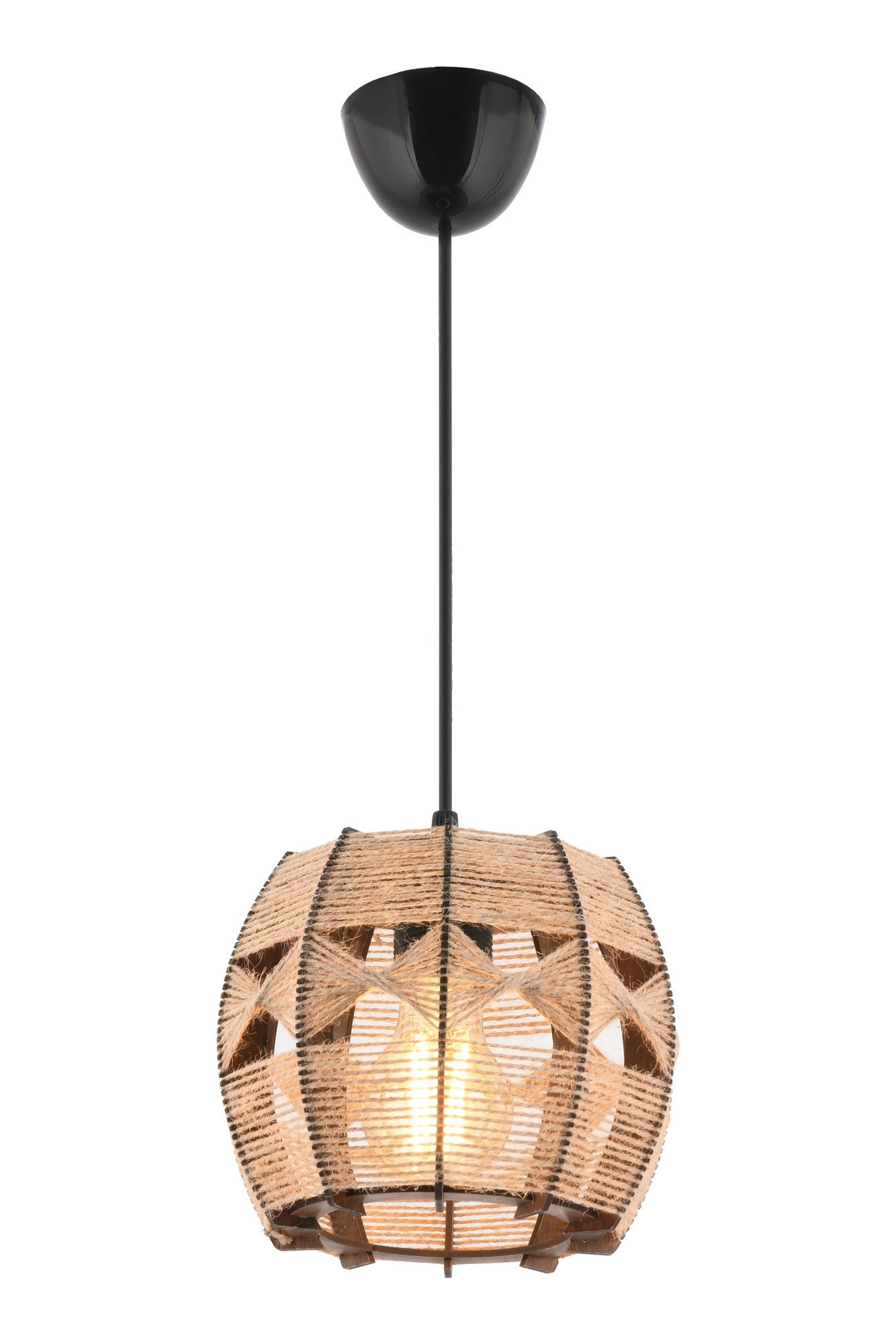 Candeeiro de Teto – 60 cm – Camelo – Madeira e Juta
