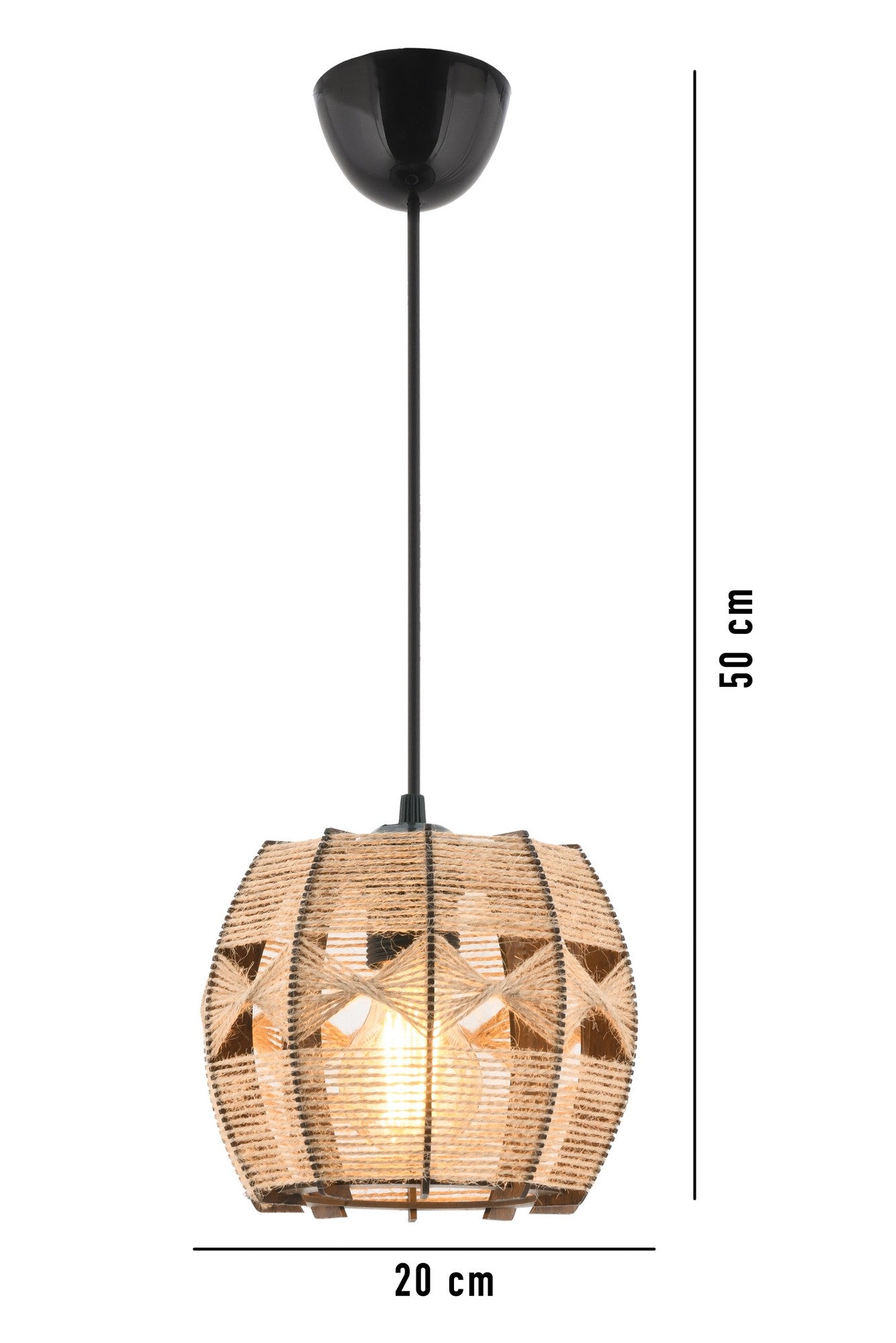 Candeeiro de Teto – 60 cm – Camelo – Madeira e Juta