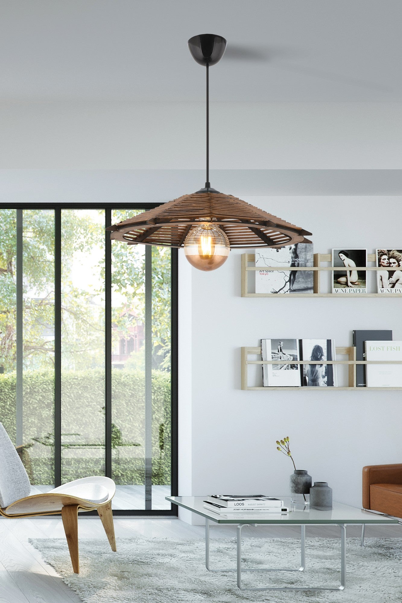 Candeeiro de Teto – 55 cm – Cor de Antiguidade – Madeira