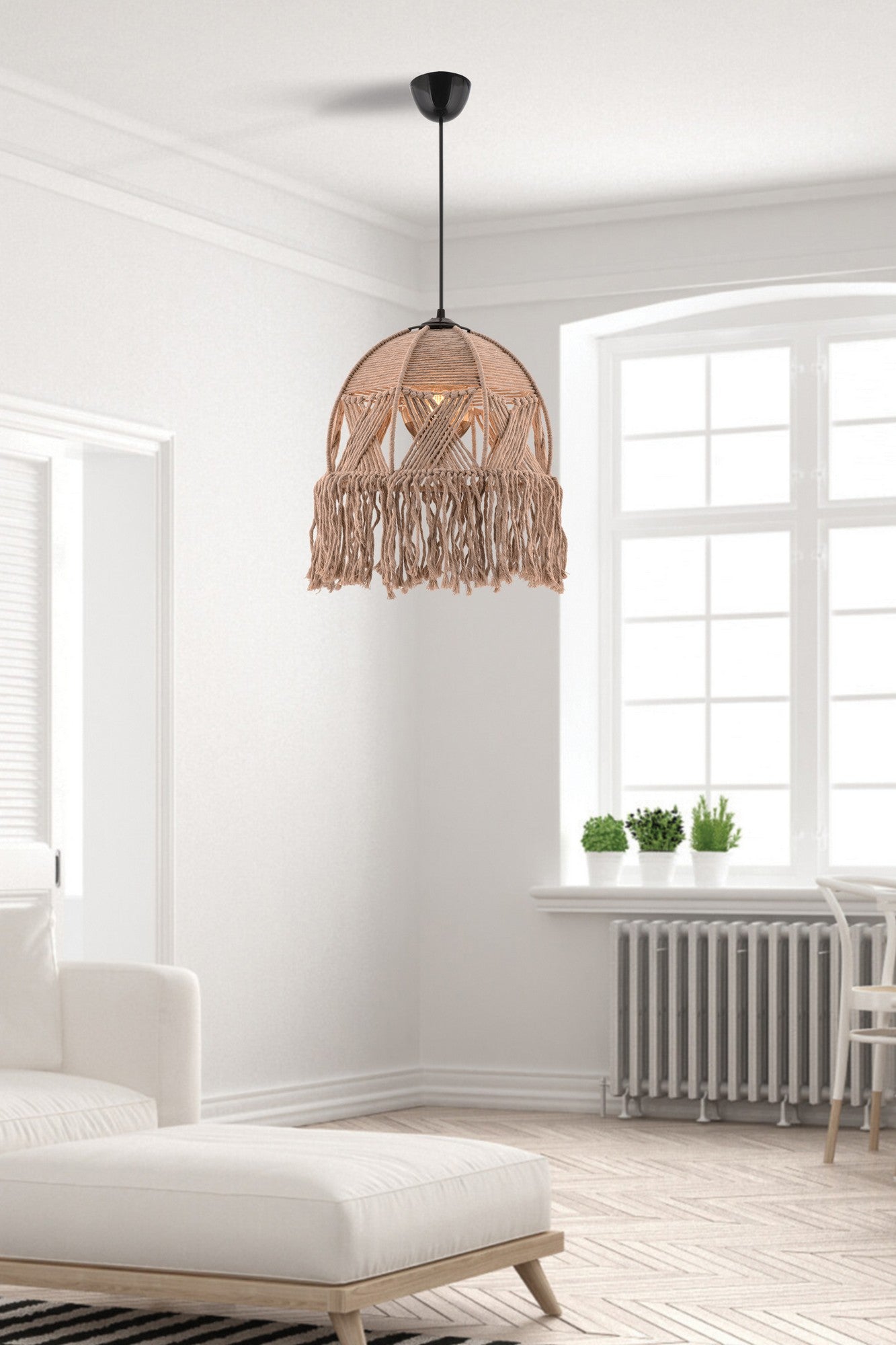 Candeeiro de Teto – 65 cm – Marrom – Metal