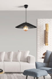 Candeeiro de Teto – 55 cm – Preto – Metal/Juta