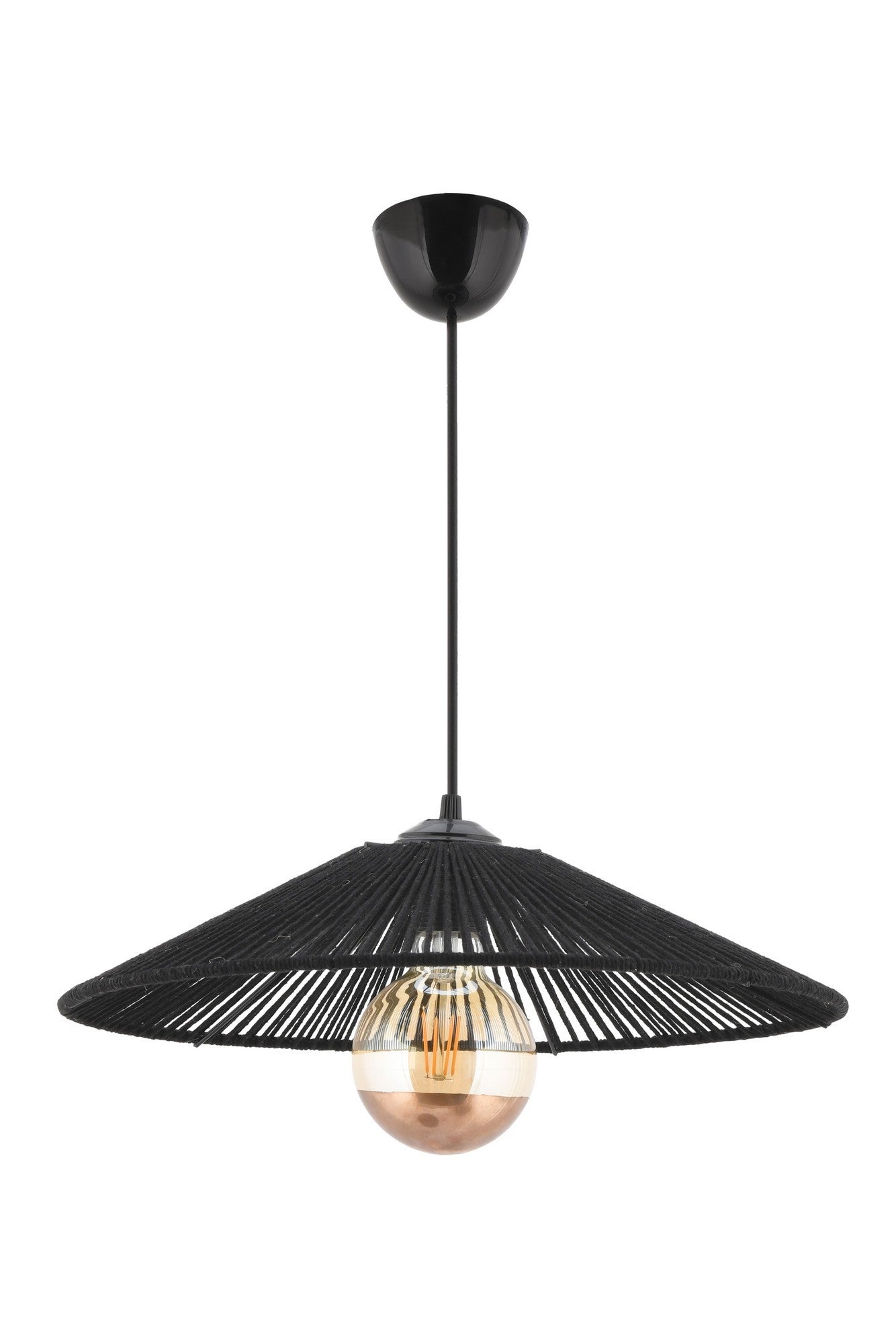 Candeeiro de Teto – 55 cm – Preto – Metal/Juta