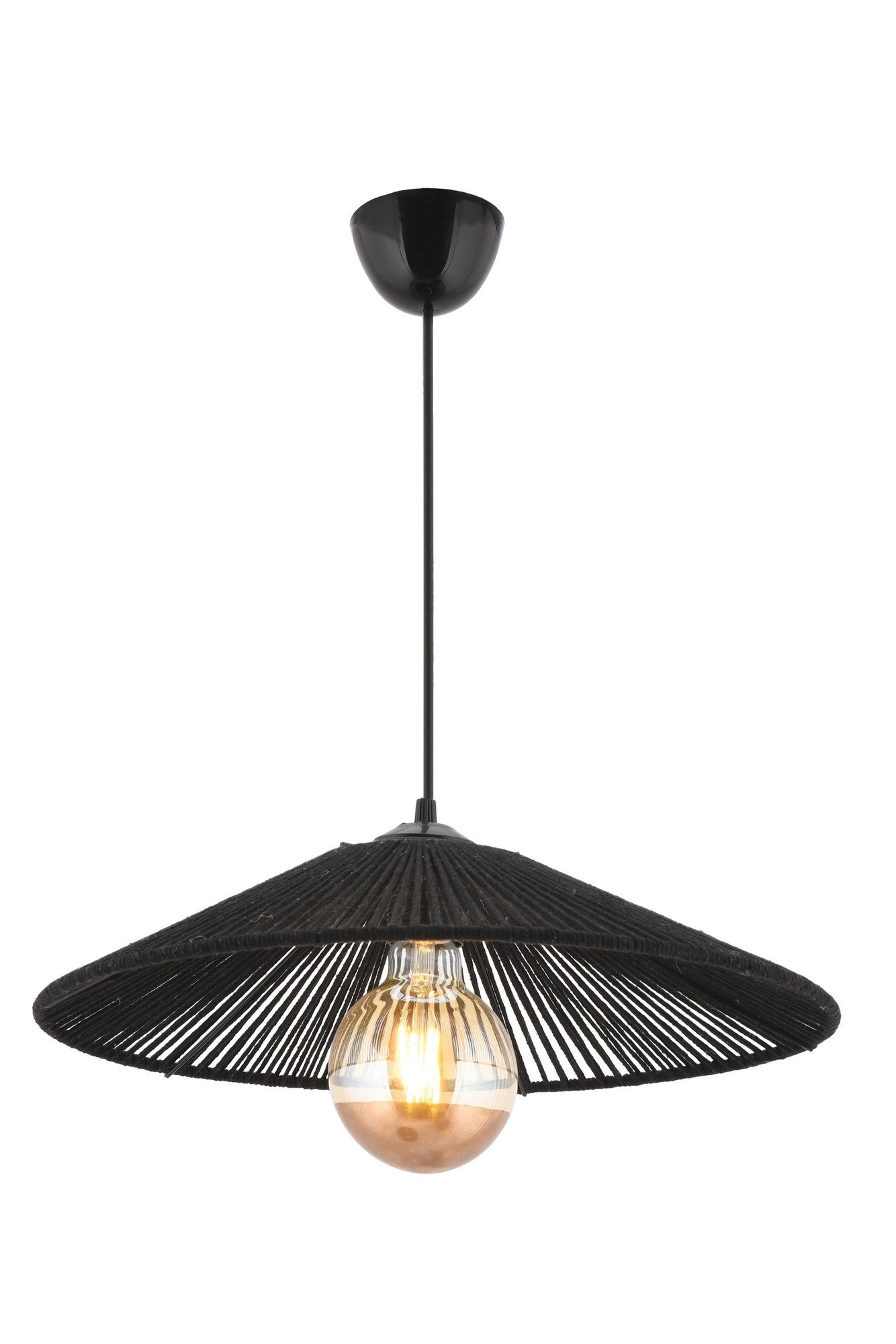 Candeeiro de Teto – 55 cm – Preto – Metal/Juta