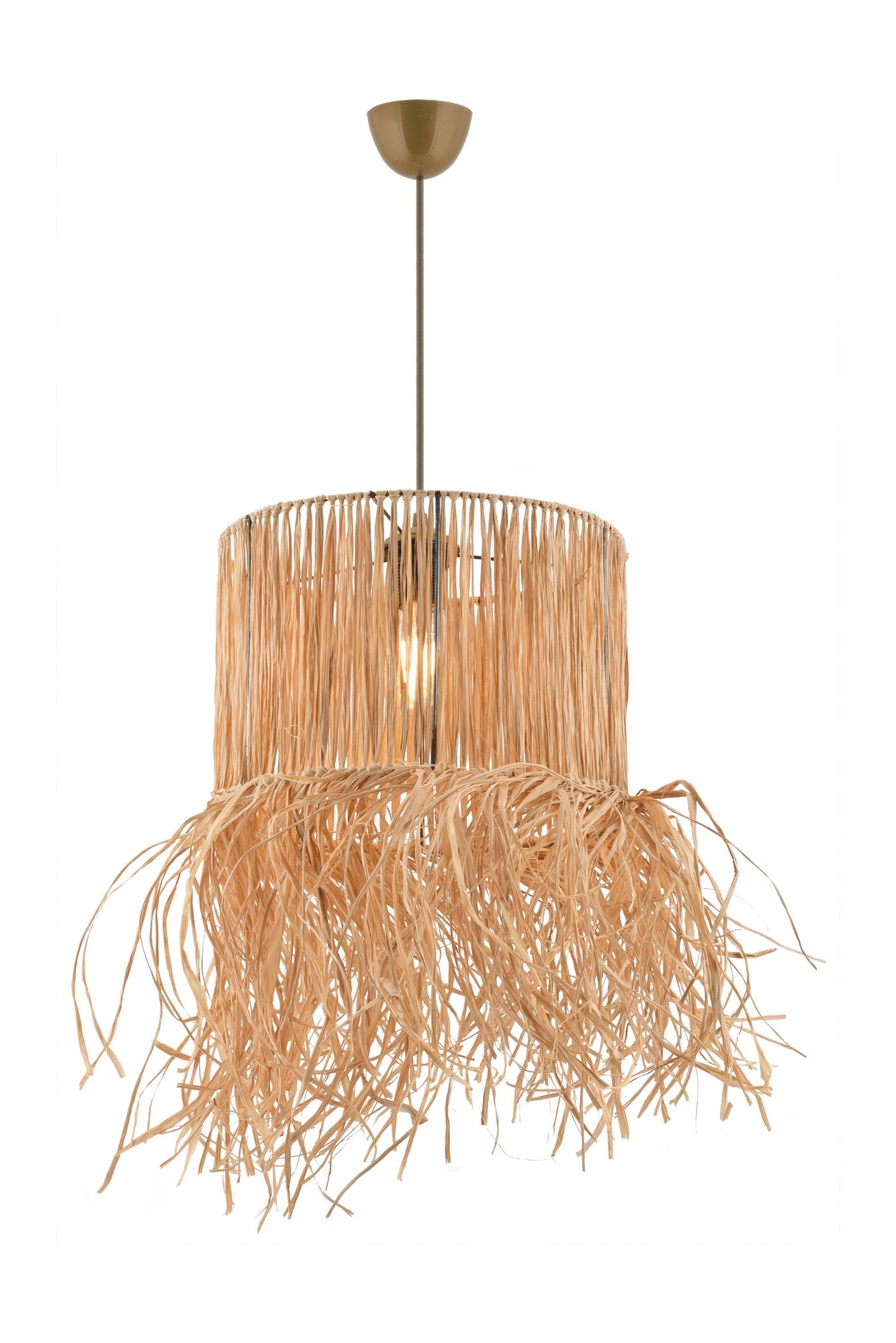 Candeeiro de Teto – 32 x 32 cm – Natural – Metal e Ráfia