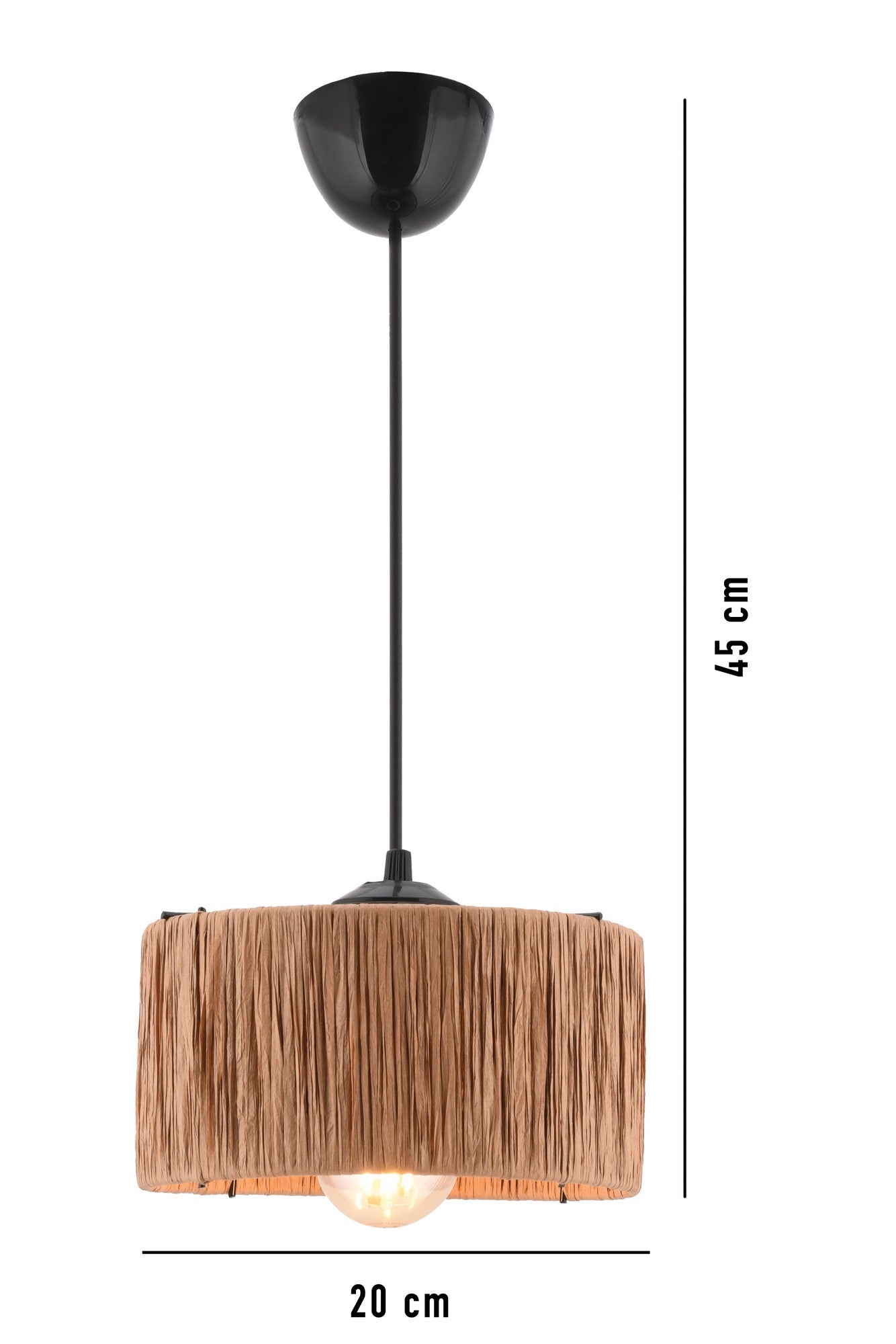 Candeeiro de Teto – 20 x 20 cm – Natural – Metal e Ráfia
