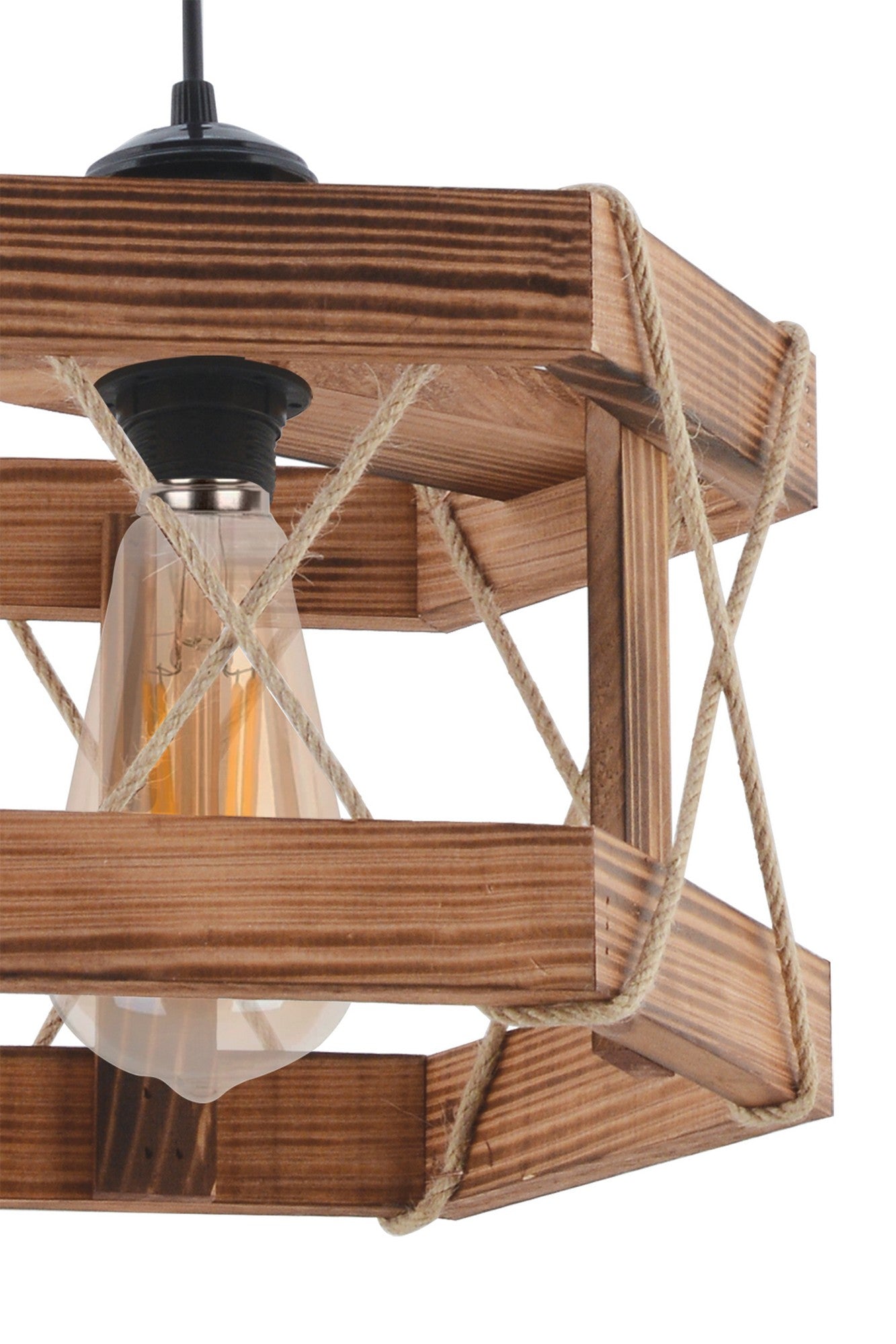 Candeeiro de Teto – 65 cm – Marrom – Madeira