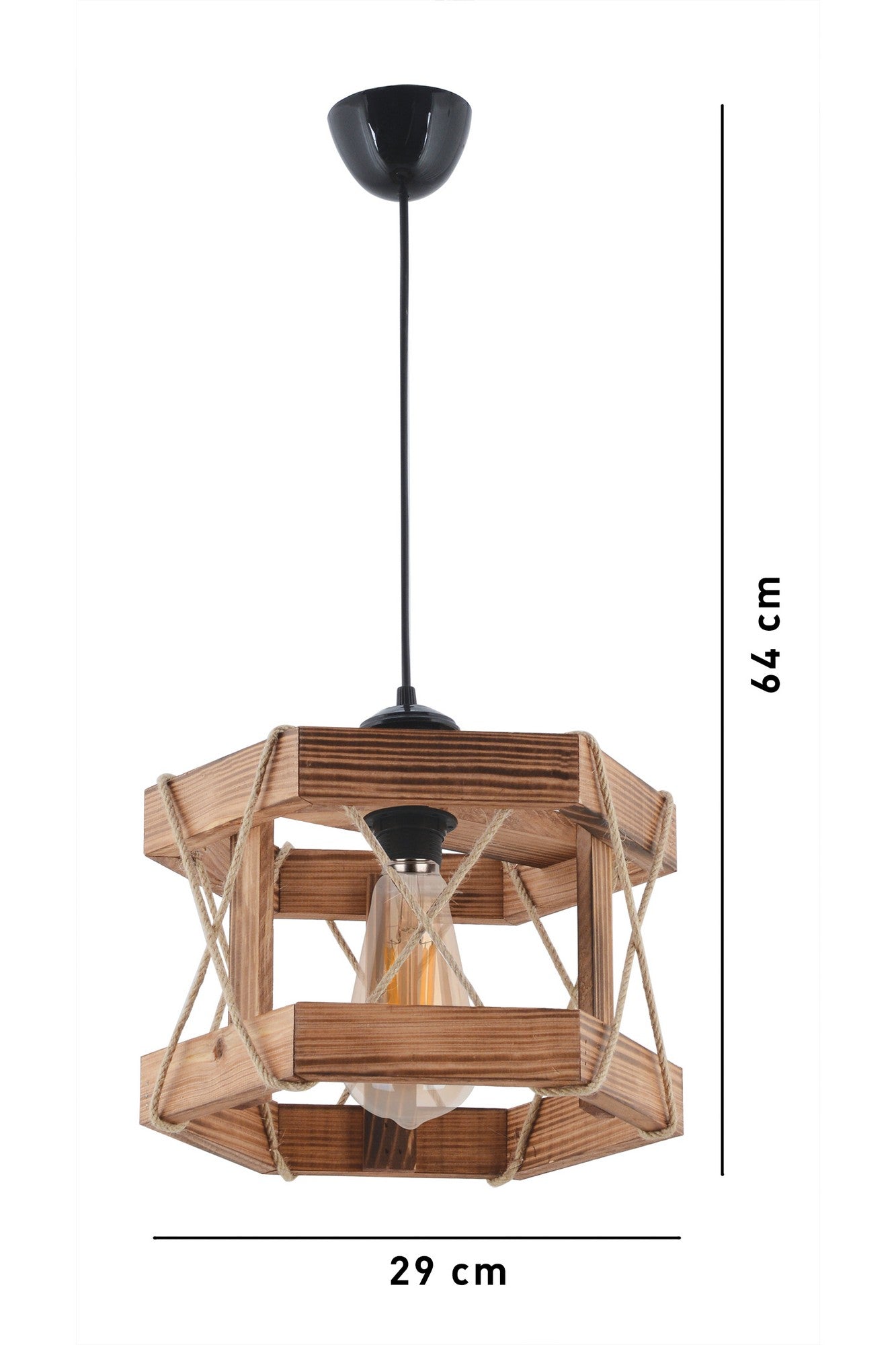 Candeeiro de Teto – 65 cm – Marrom – Madeira