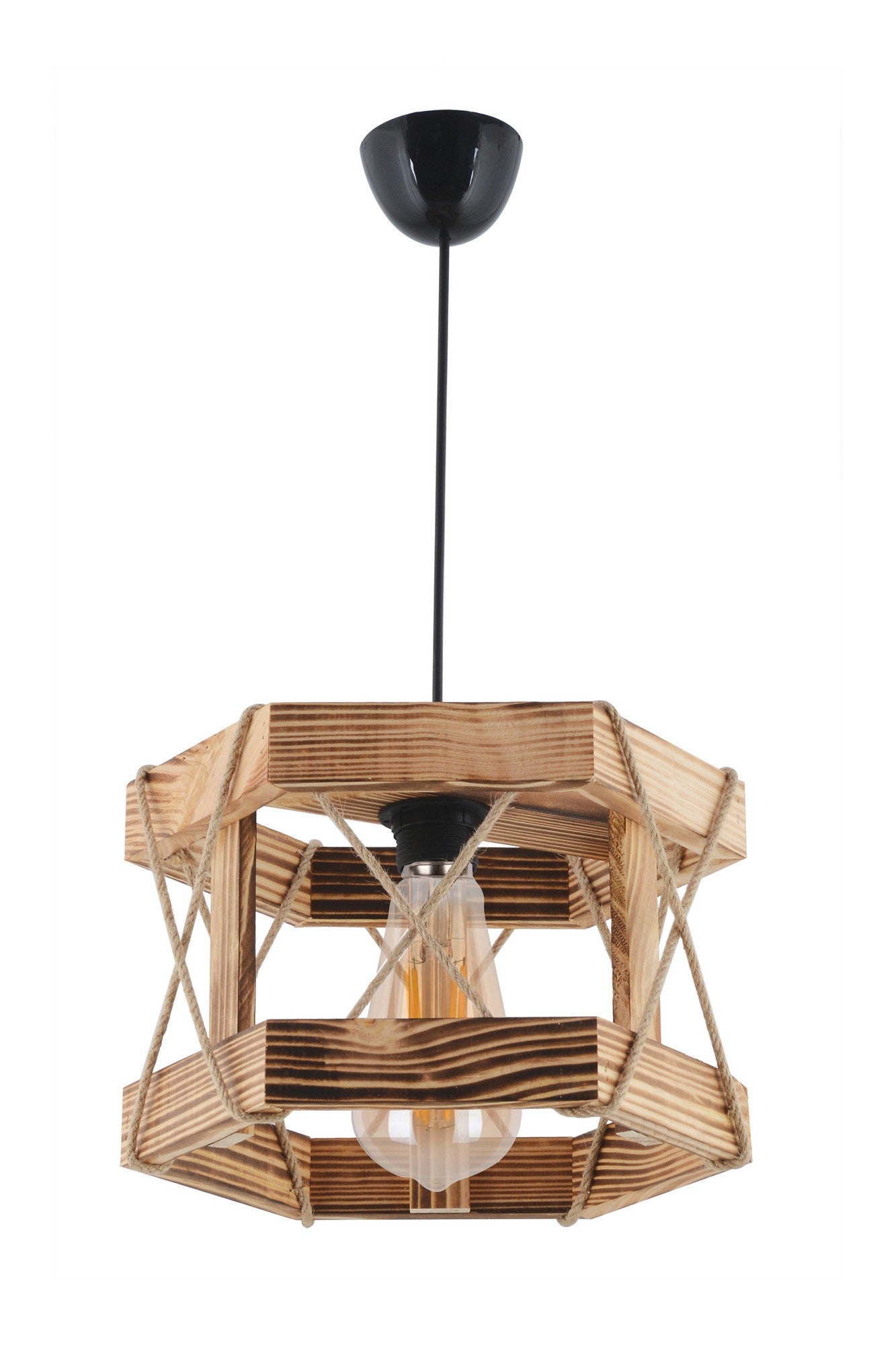 Candeeiro de Teto – 65 cm – Cor natural da madeira – Madeira