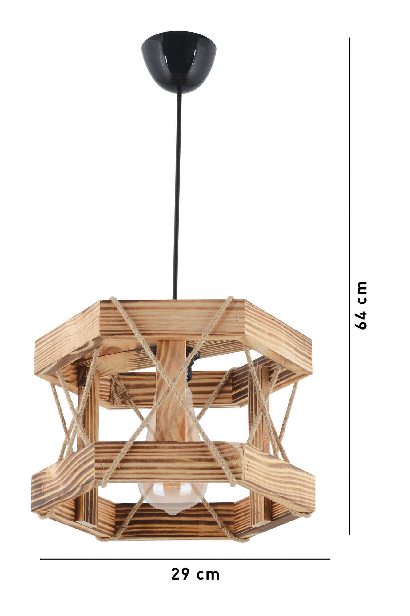 Candeeiro de Teto – 65 cm – Cor natural da madeira – Madeira