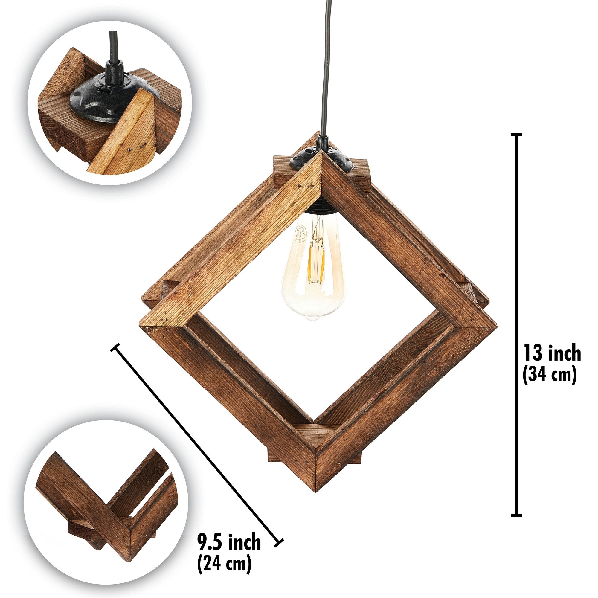 Candeeiro de Teto – 75 cm – Marrom – Madeira