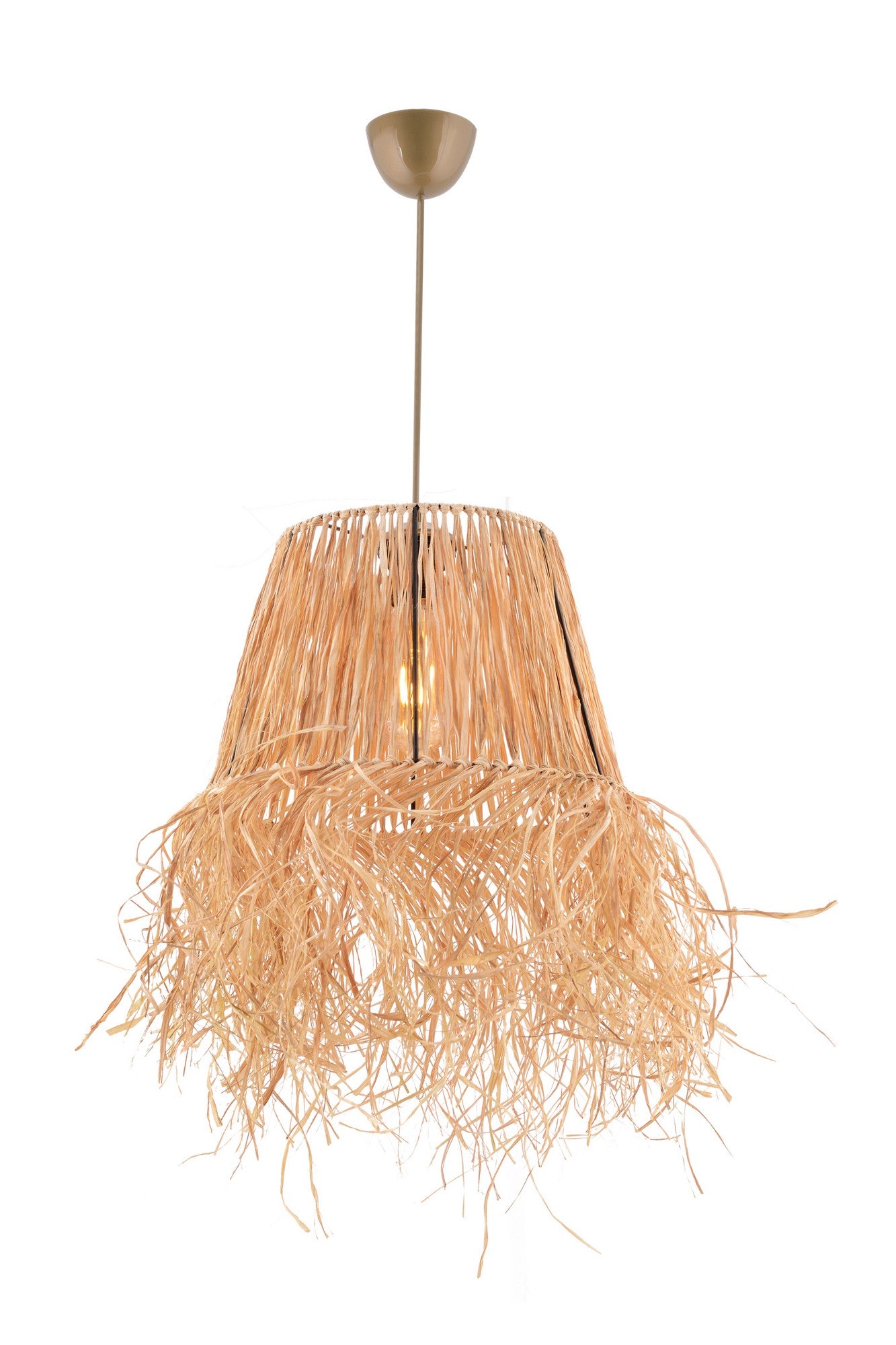 Candeeiro de Teto – 30 x 20 cm – Natural – Metal e Ráfia