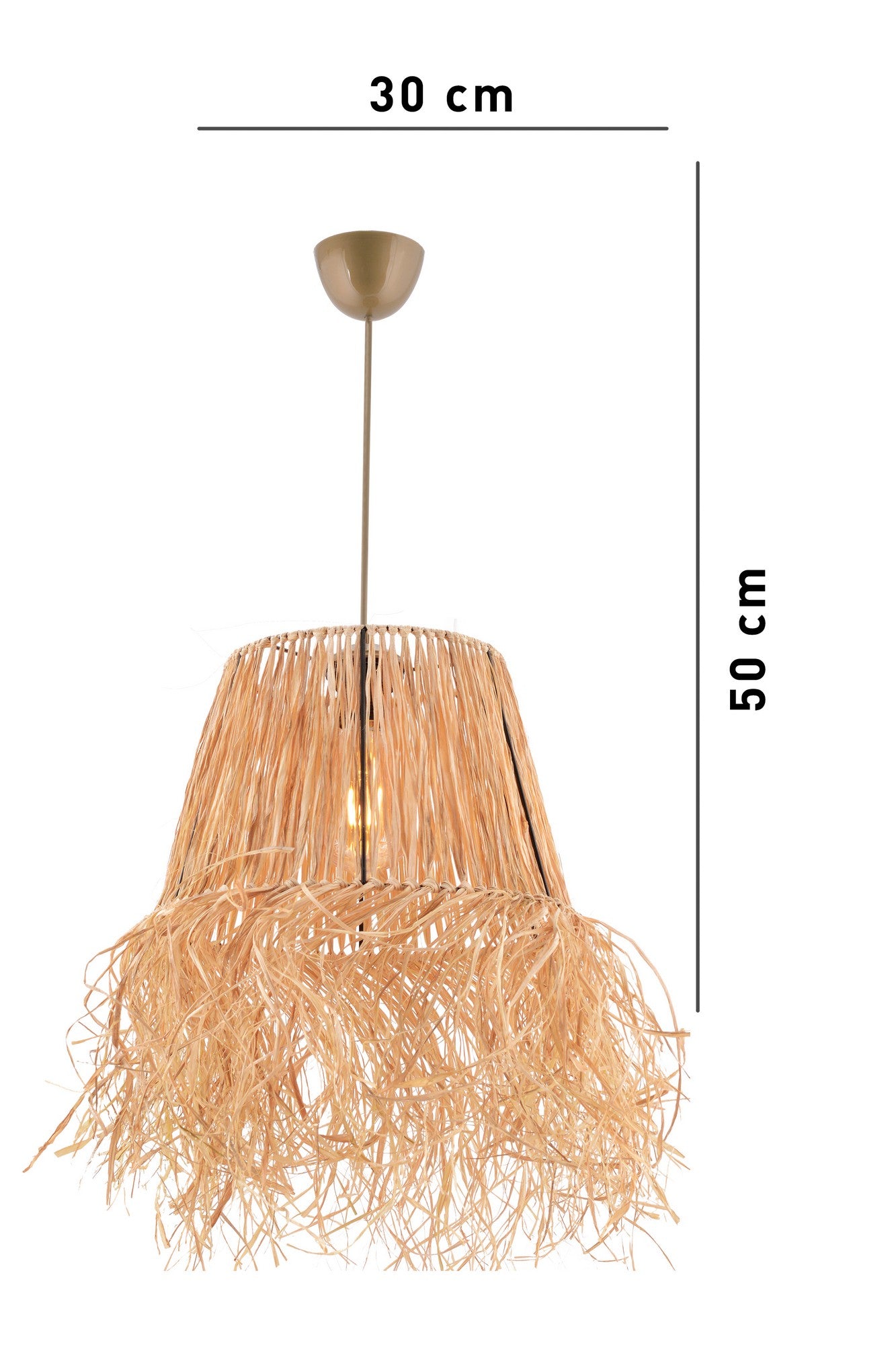 Candeeiro de Teto – 30 x 20 cm – Natural – Metal e Ráfia