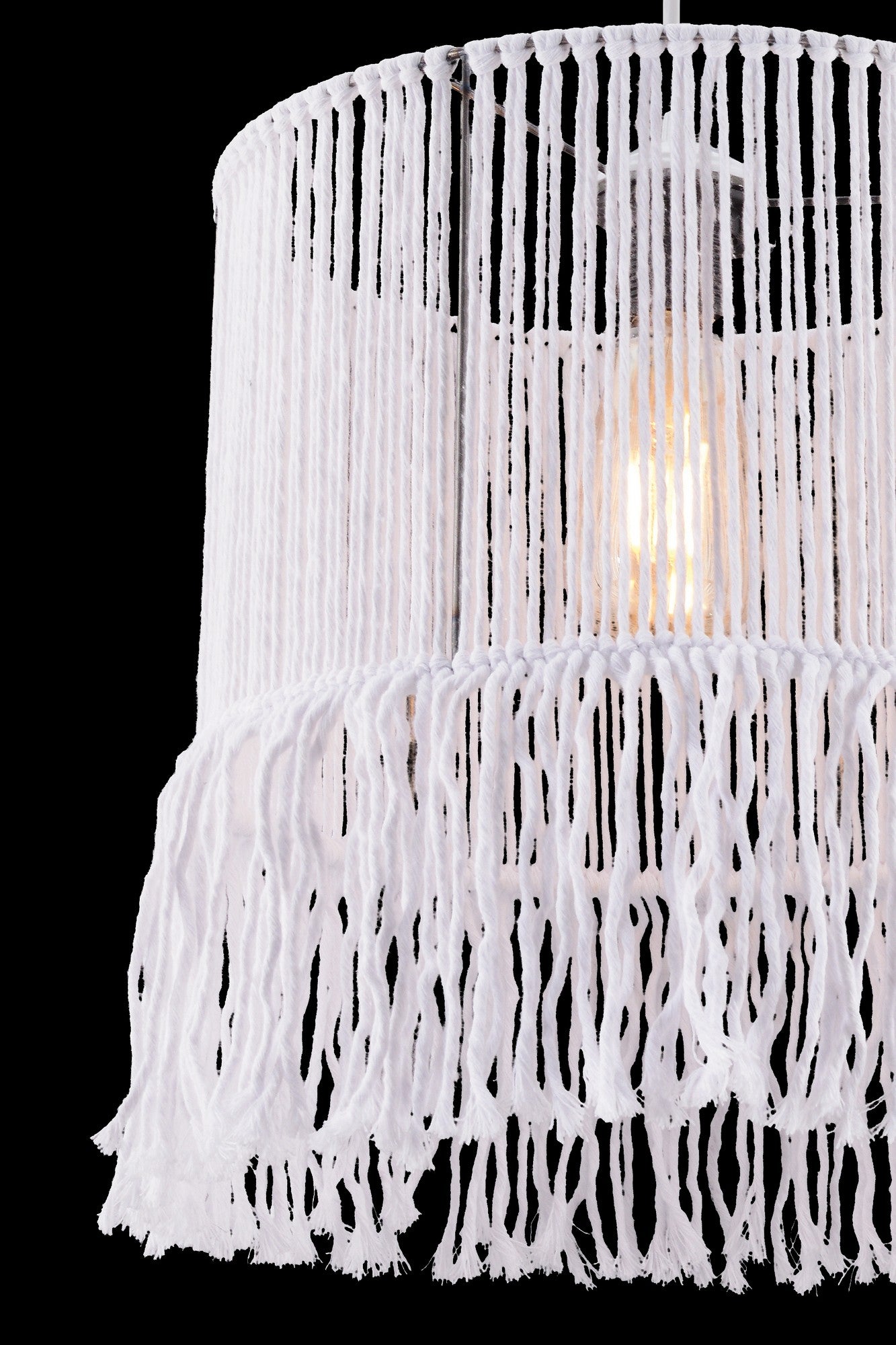 Candeeiro de Teto – 70 cm – Branco – Metálico com Corda de Macramê