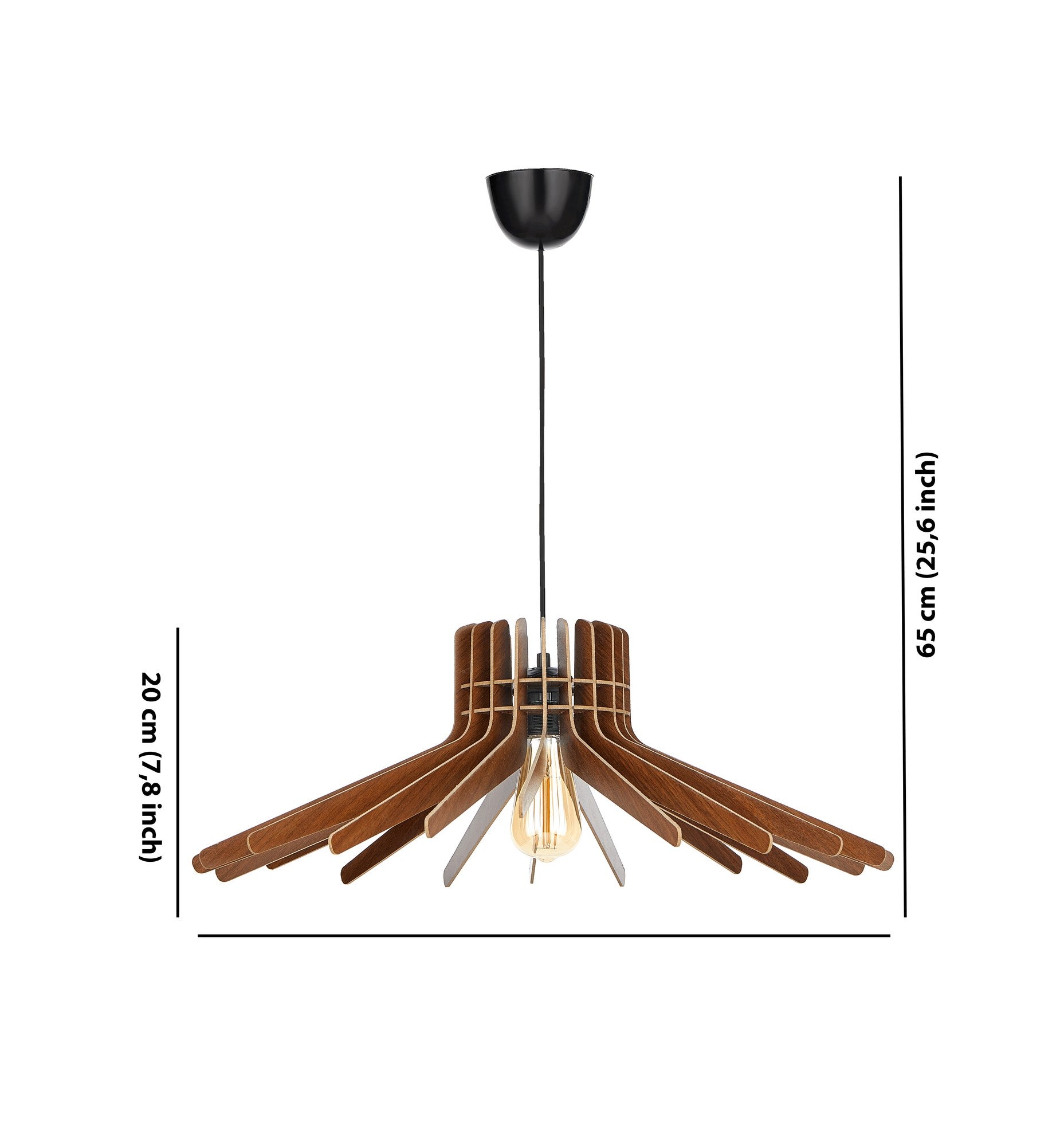 Candeeiro de Teto – 65 cm – Nogueira – MDF