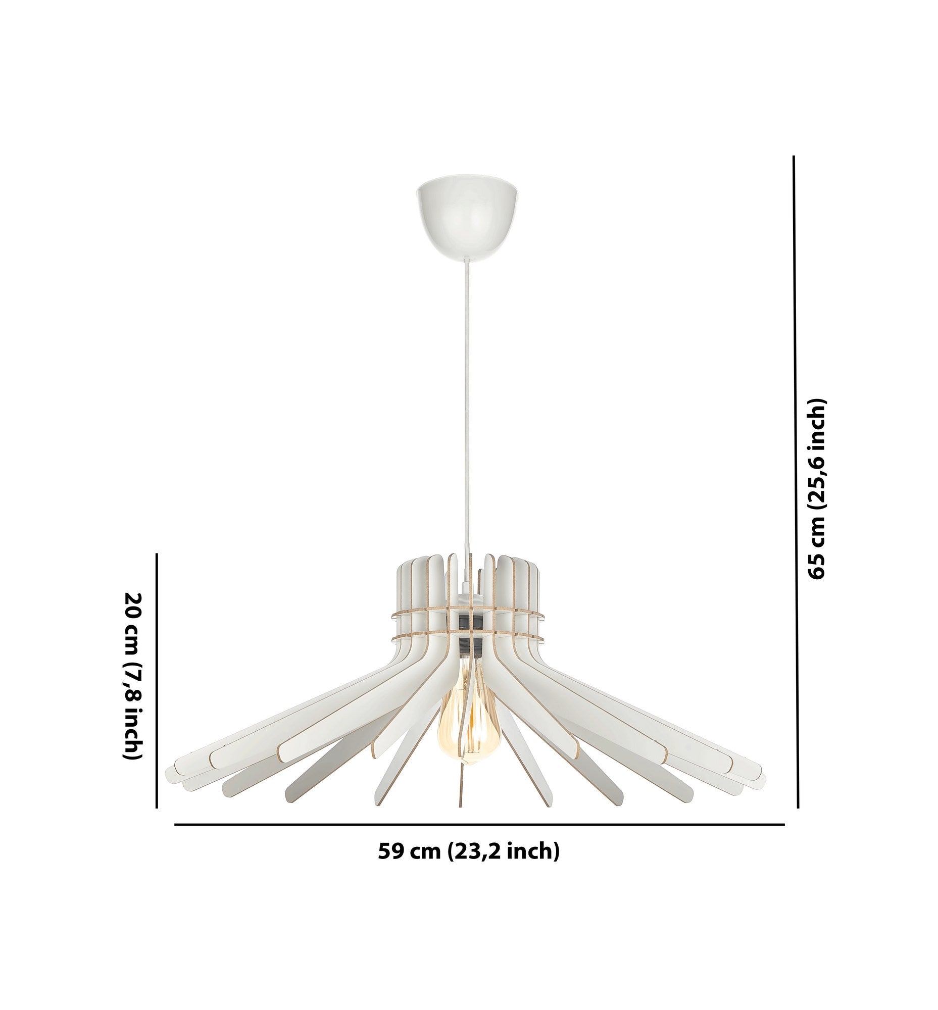 Candeeiro de Teto – 65 cm – Branco – MDF