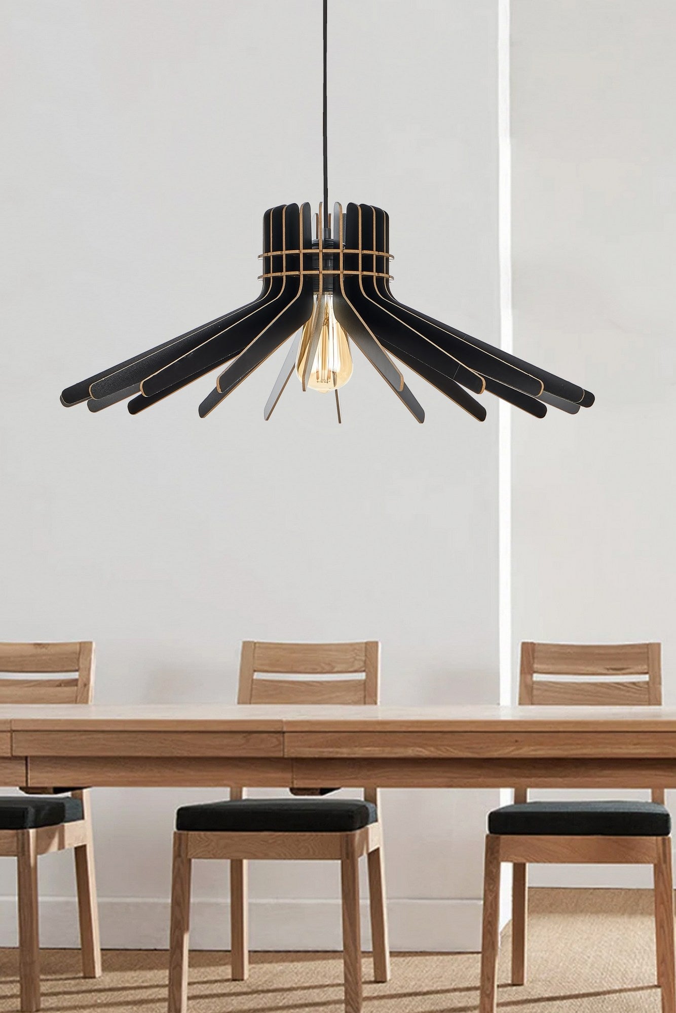 Candeeiro de Teto – 65 cm – Preto – MDF