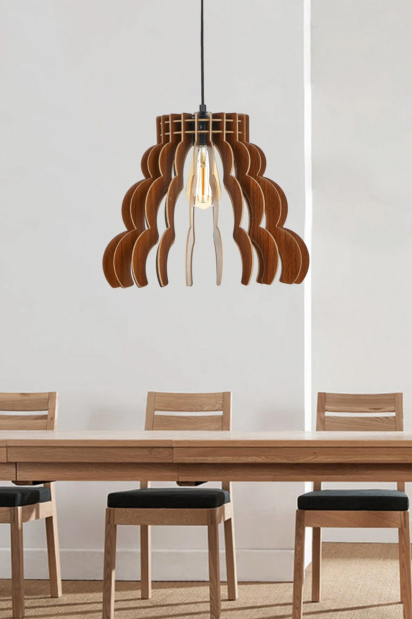 Candeeiro de Teto – 31 cm altura do capô – 37 cm diâmetro – MDF