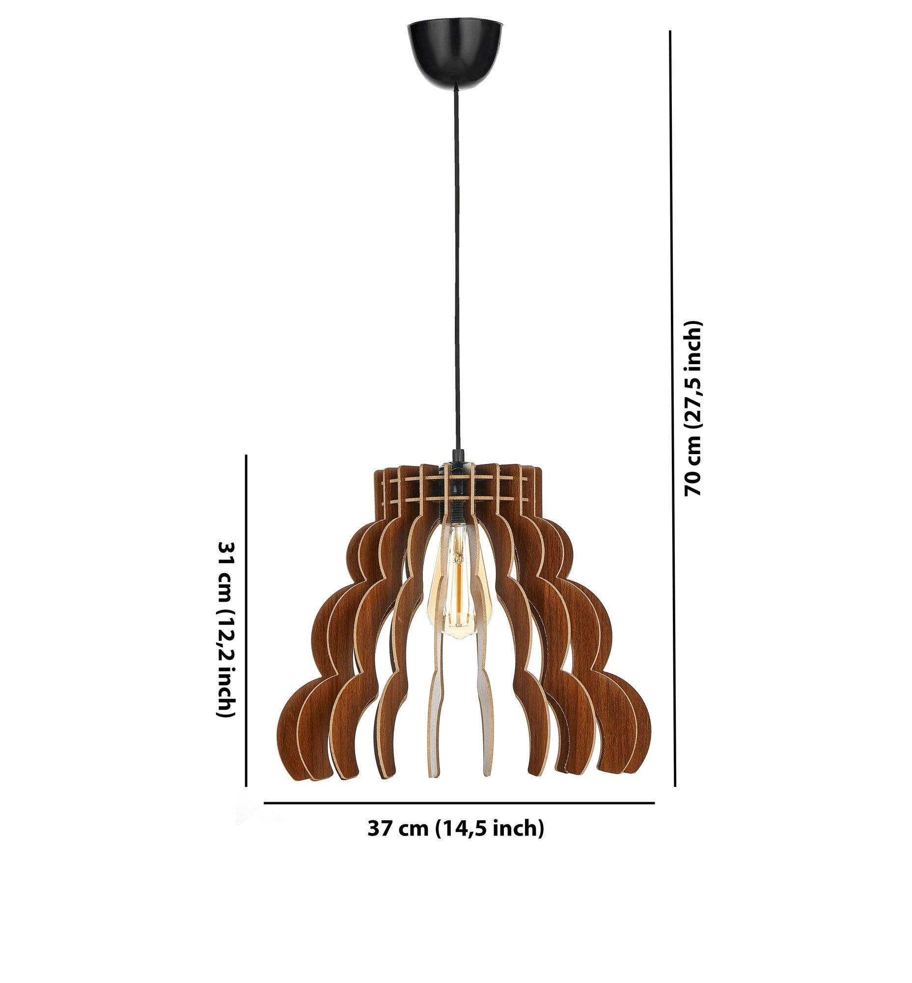 Candeeiro de Teto – 31 cm altura do capô – 37 cm diâmetro – MDF