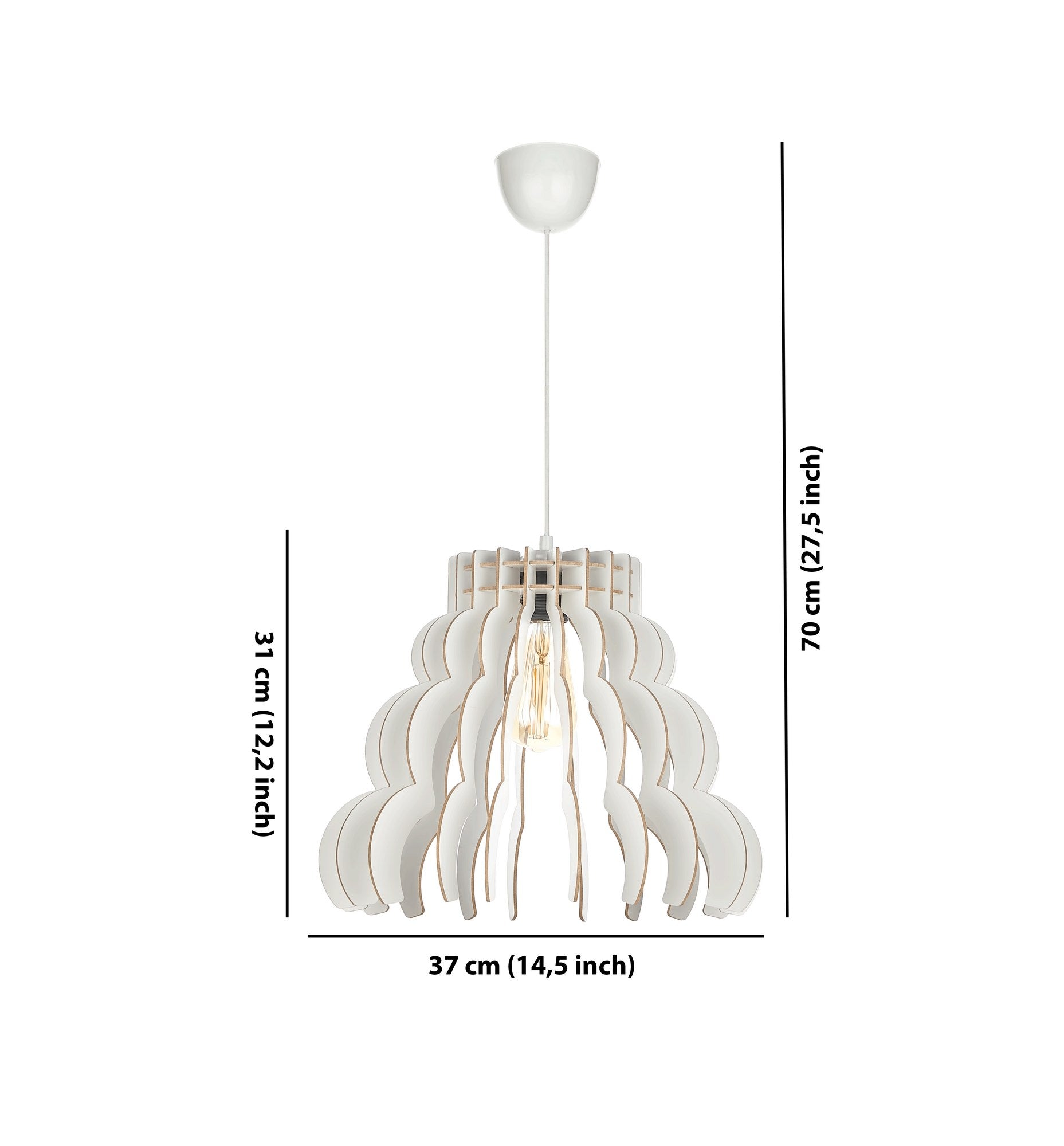 Candeeiro de Teto – 31 cm – Branco – MDF