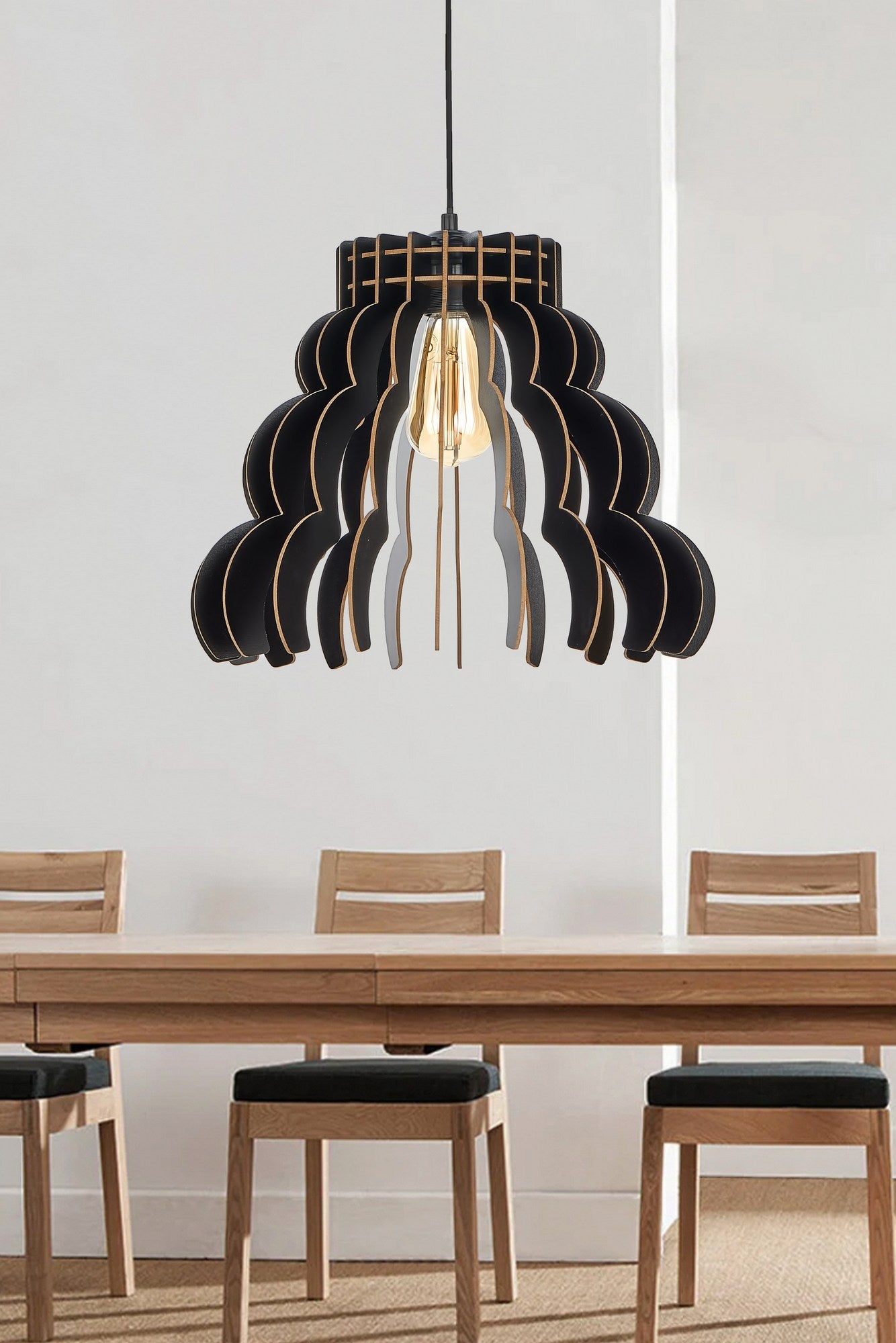 Candeeiro de Teto – 70 cm – Preto – MDF