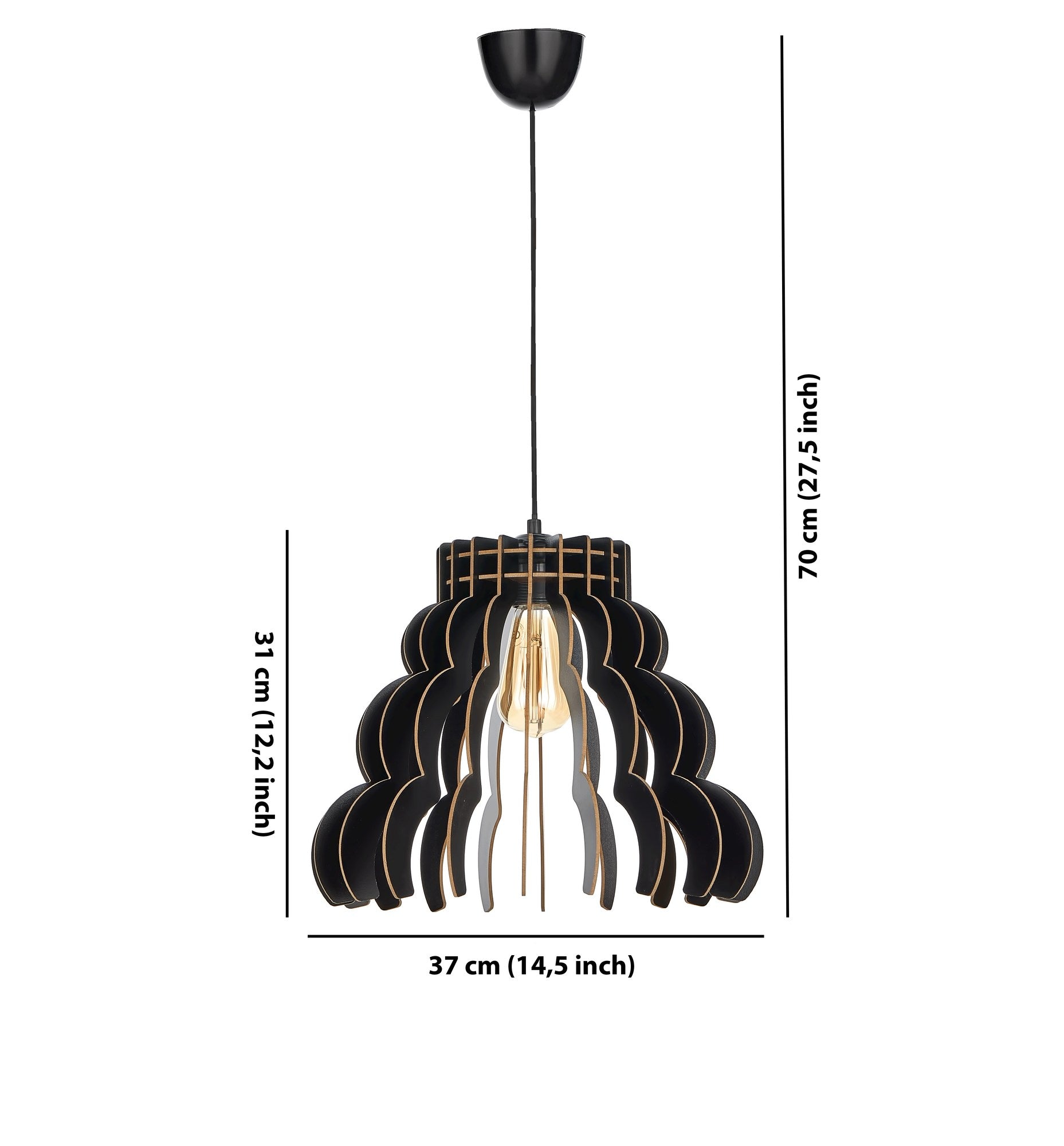Candeeiro de Teto – 70 cm – Preto – MDF
