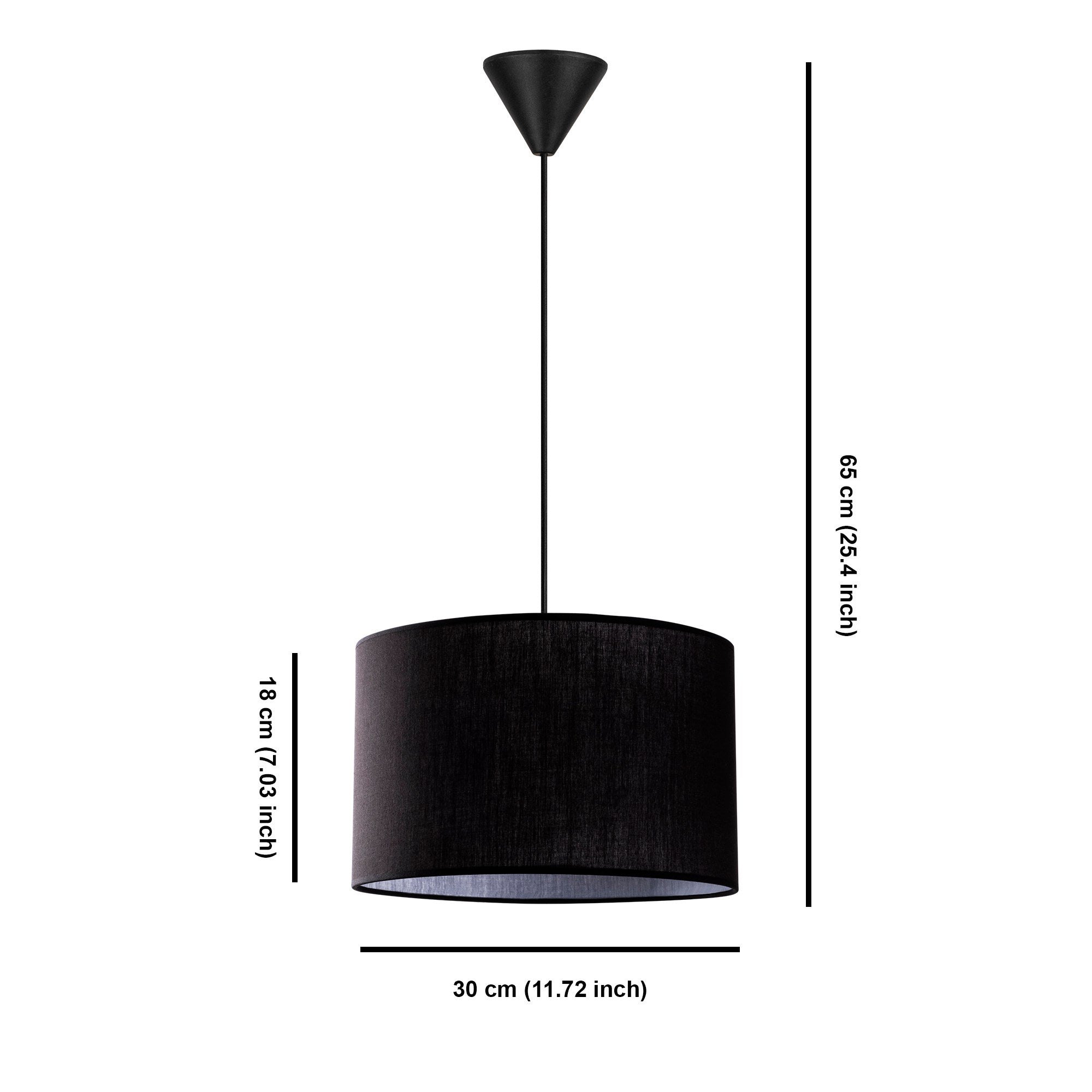 Candeeiro de Teto – 30 cm x 30 cm – Preto – Metal e Algodão