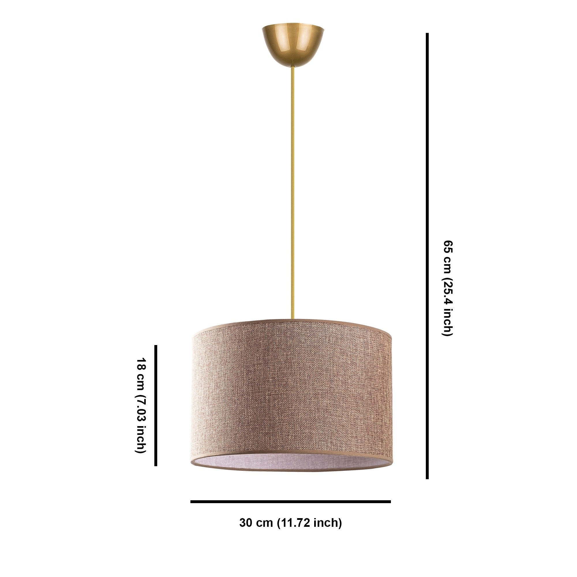 Candeeiro de Teto – 65 cm – Bege – Corpo metálico com cúpula de algodão