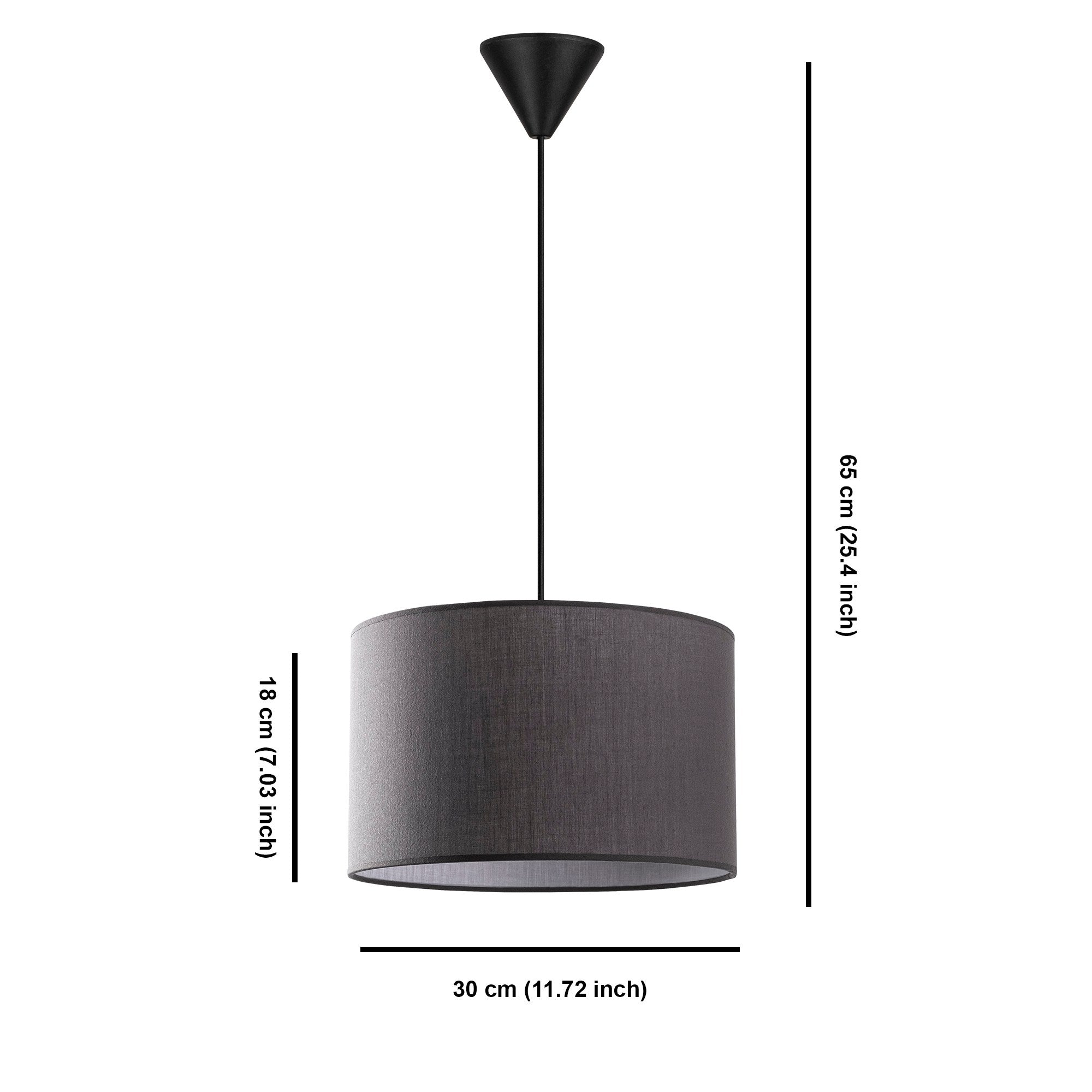 Candeeiro de Teto – 65 cm – Antracite – Metal e Algodão