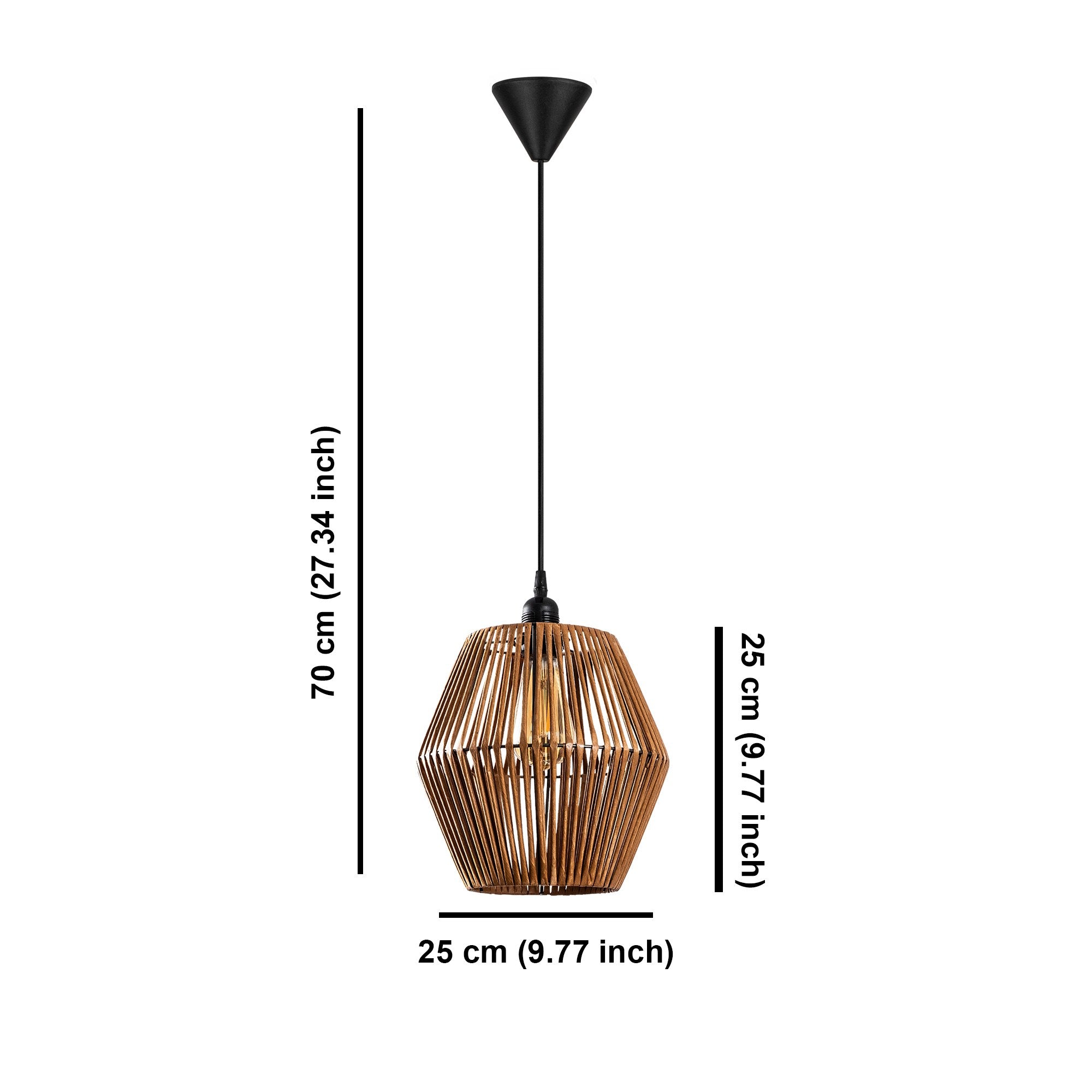 Candeeiro de Teto – 70 cm – Camel – Metal