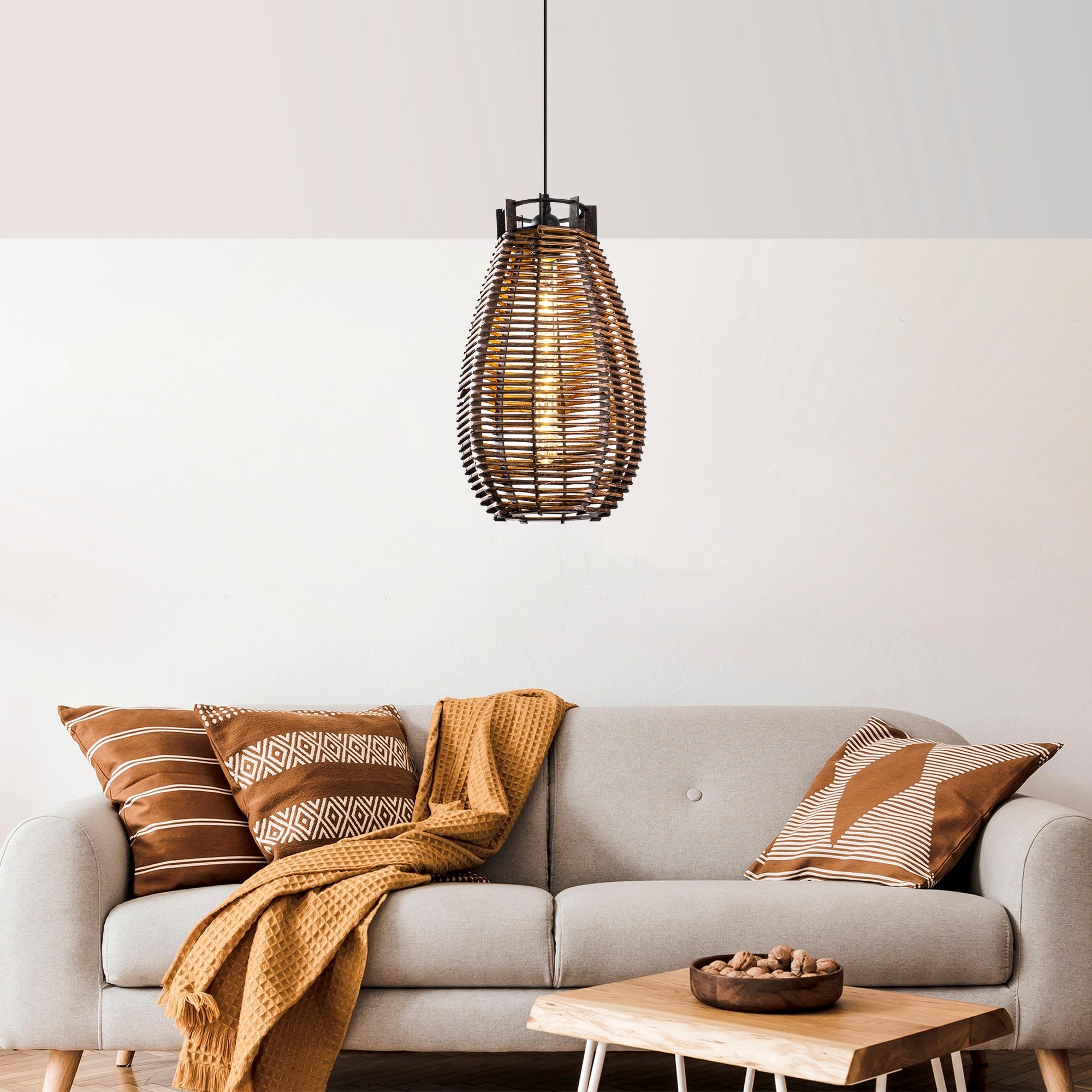 Candeeiro de Teto – 80 cm – Cor de Antiguidade – Madeira