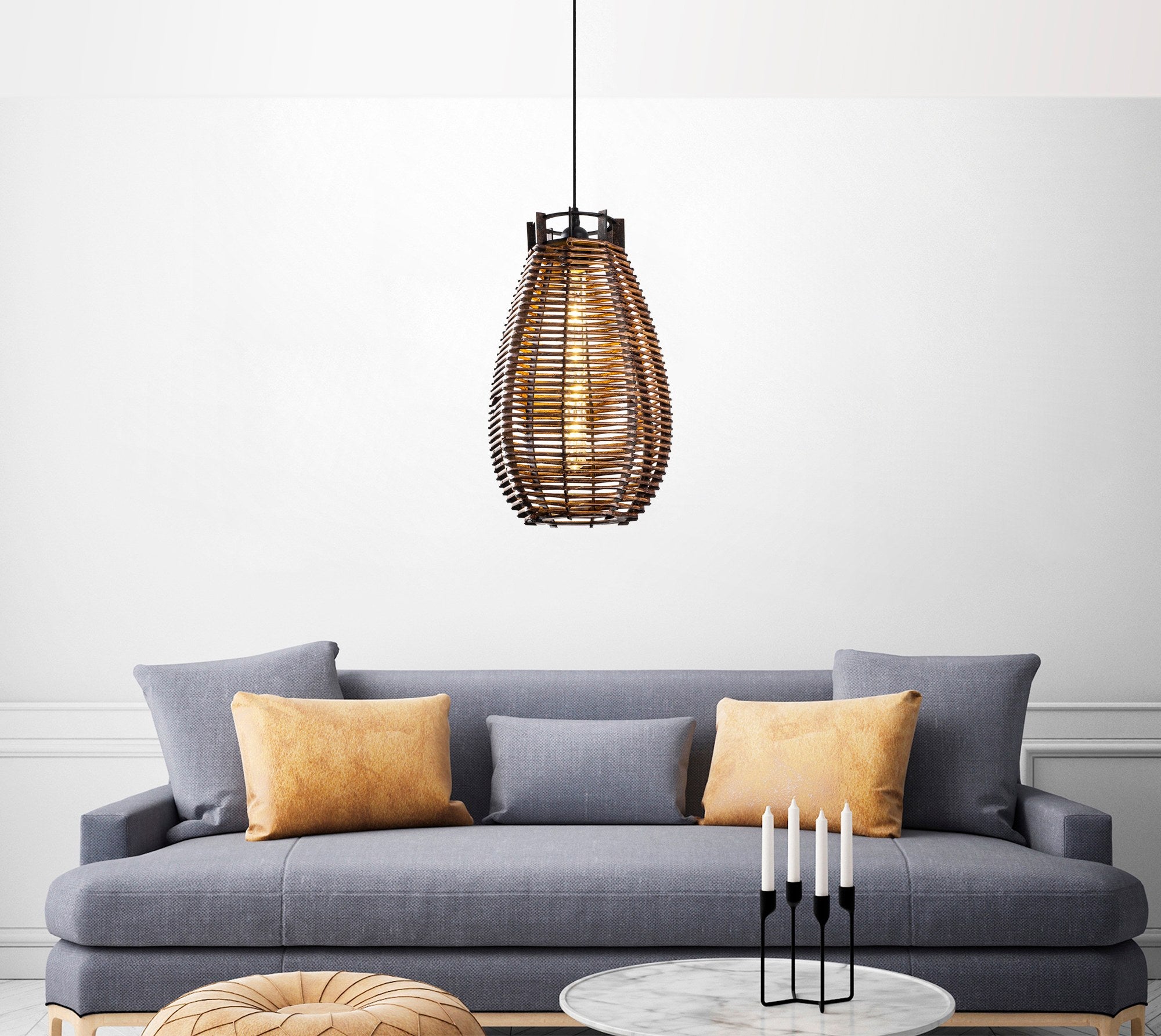 Candeeiro de Teto – 80 cm – Cor de Antiguidade – Madeira