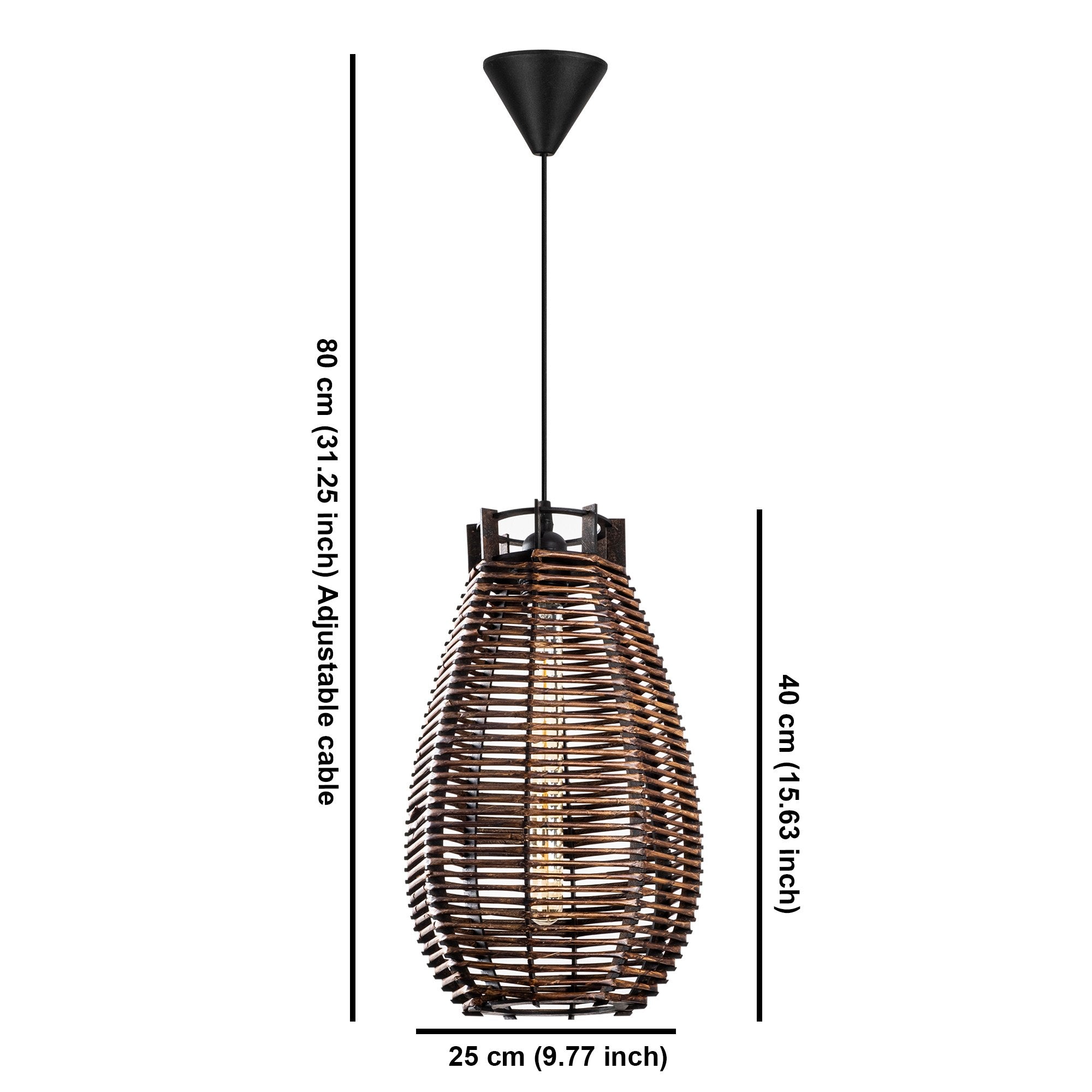 Candeeiro de Teto – 80 cm – Cor de Antiguidade – Madeira