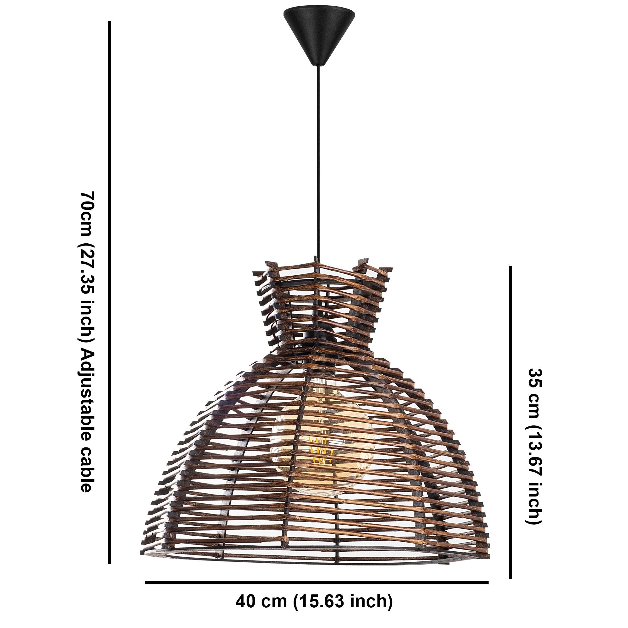 Candeeiro de Teto de Madeira – 40 x 40 cm – Cor antiquada
