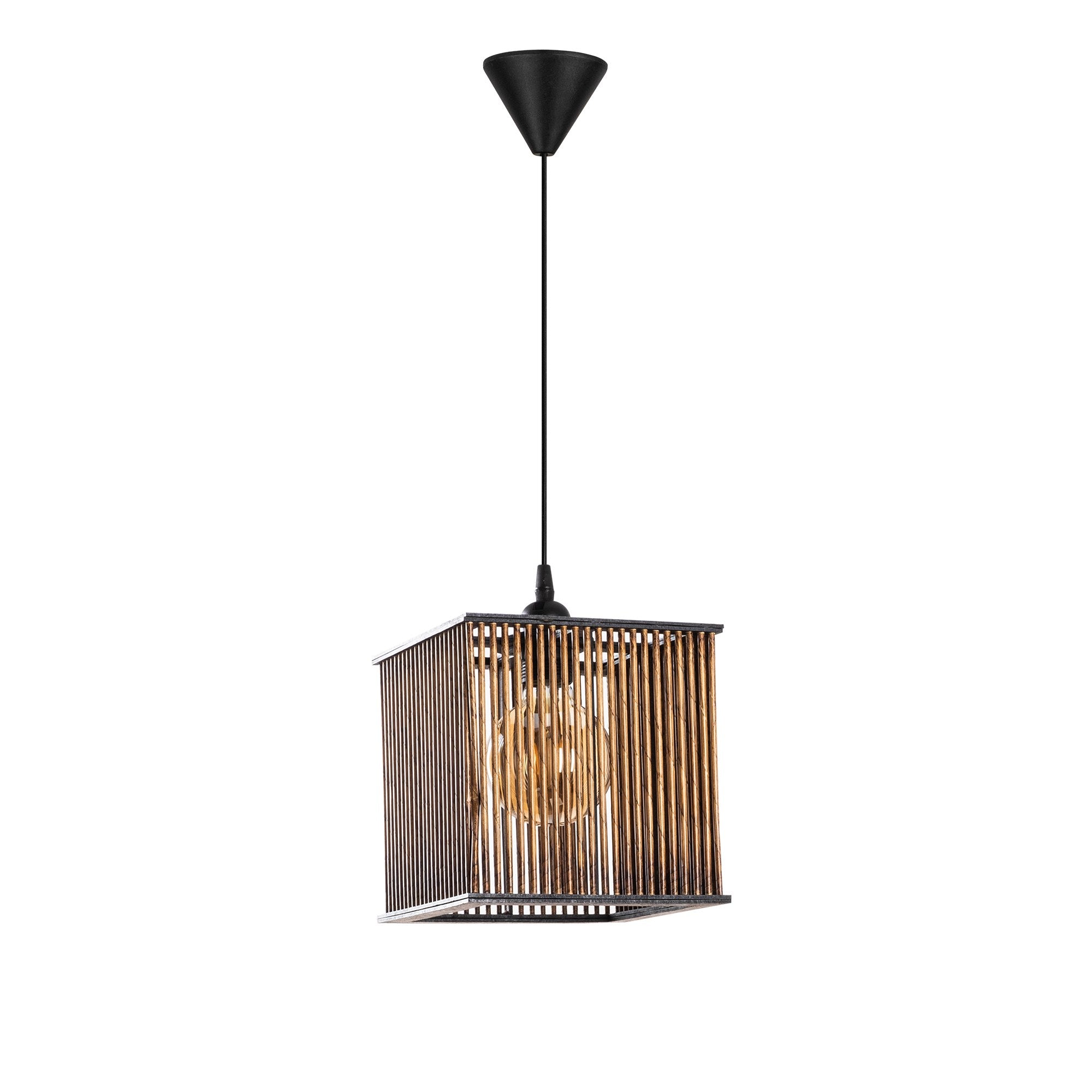 Candeeiro de Teto de Madeira – 21 x 21 cm – Cor de Antiguidade