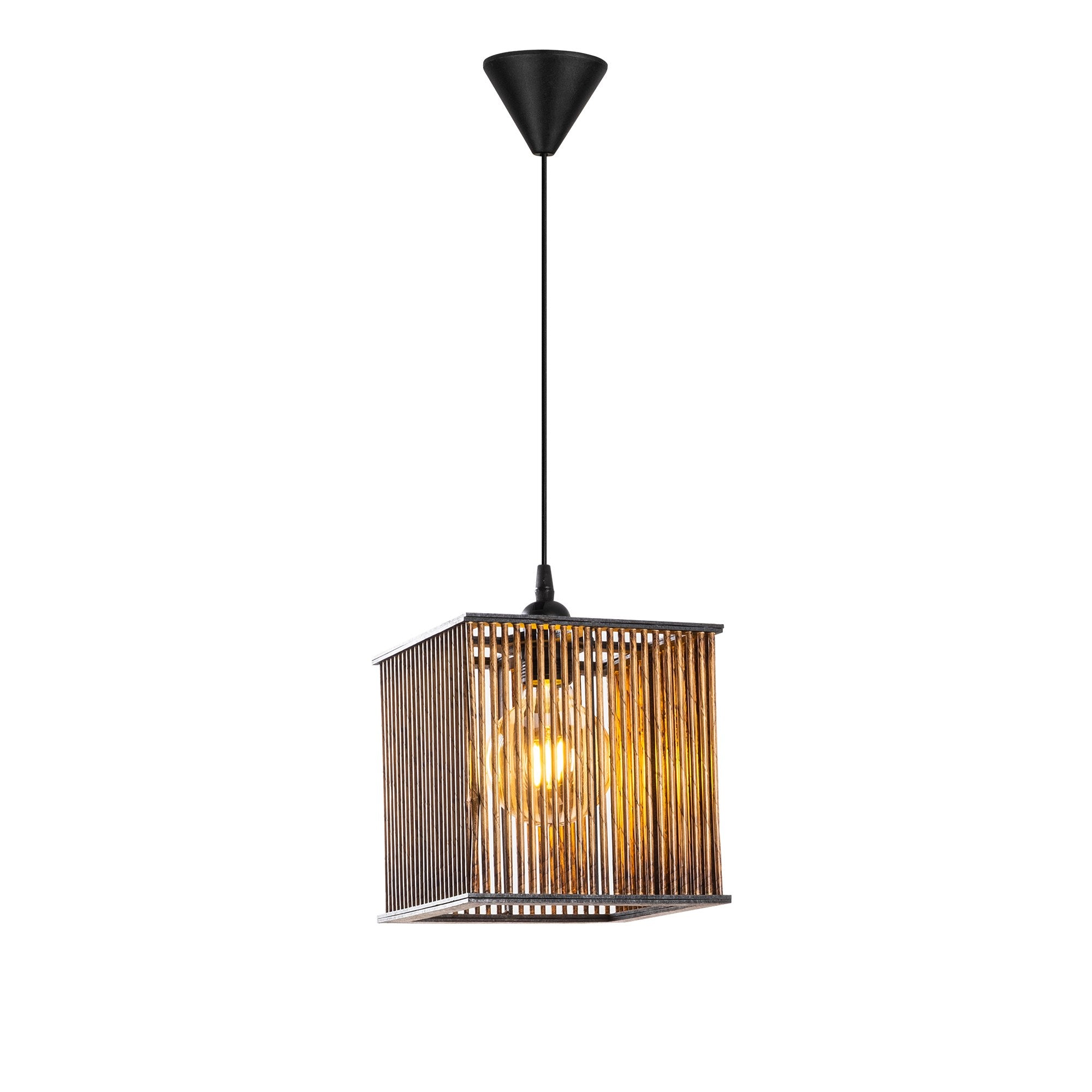 Candeeiro de Teto de Madeira – 21 x 21 cm – Cor de Antiguidade