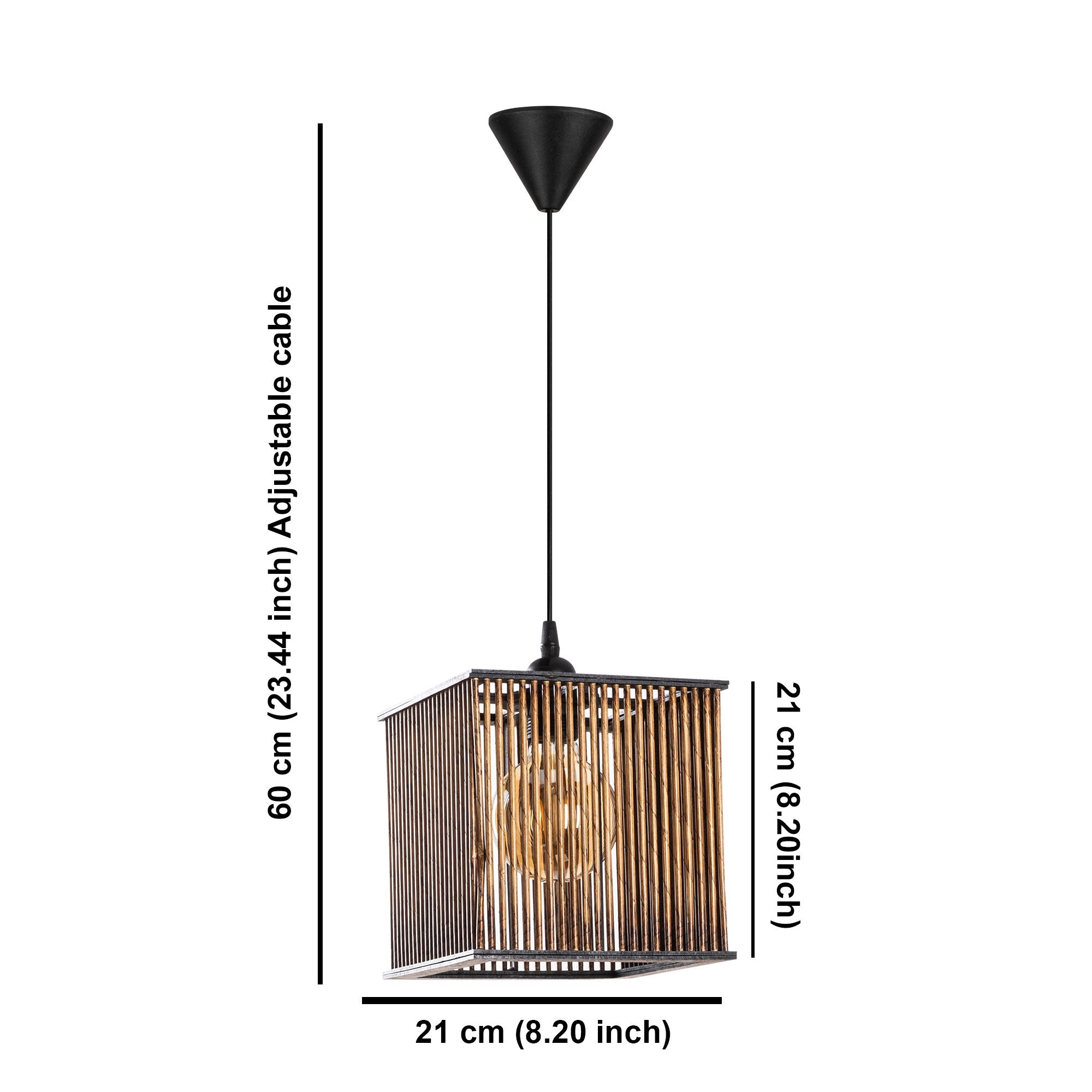 Candeeiro de Teto de Madeira – 21 x 21 cm – Cor de Antiguidade