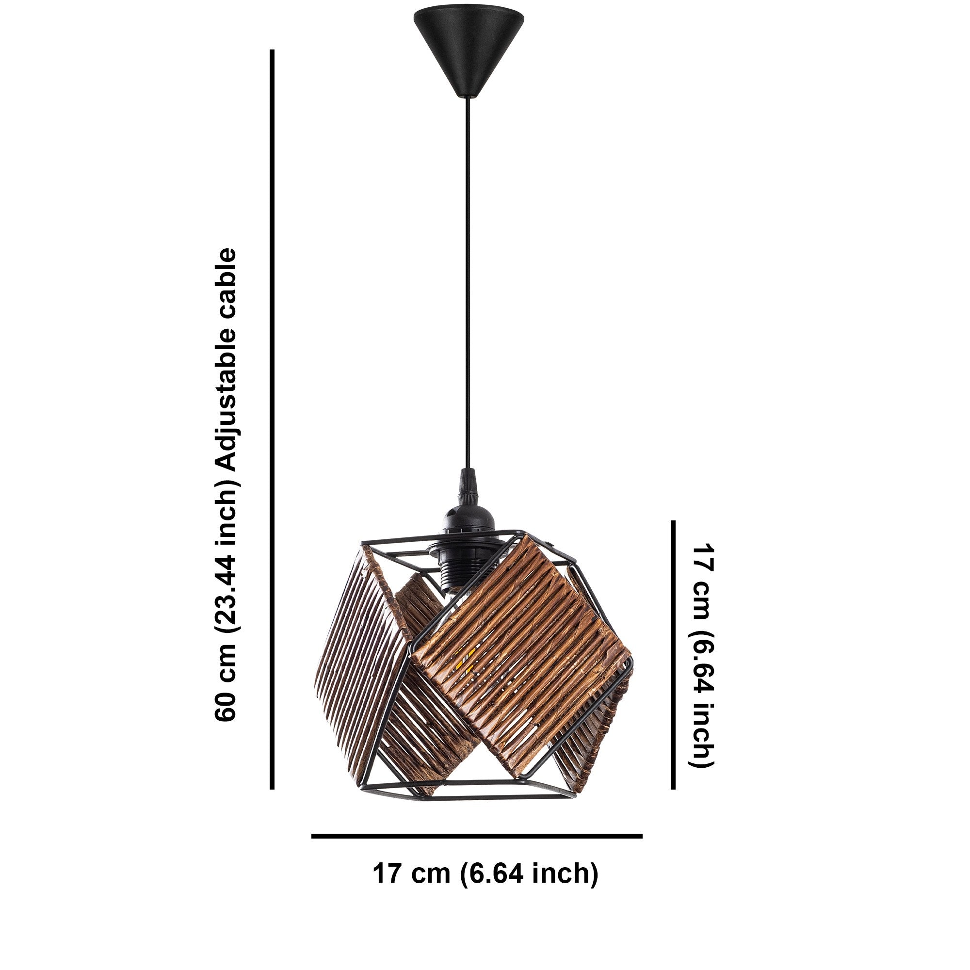 Candeeiro de Teto – 60 cm – Cor de Antiguidade – Madeira