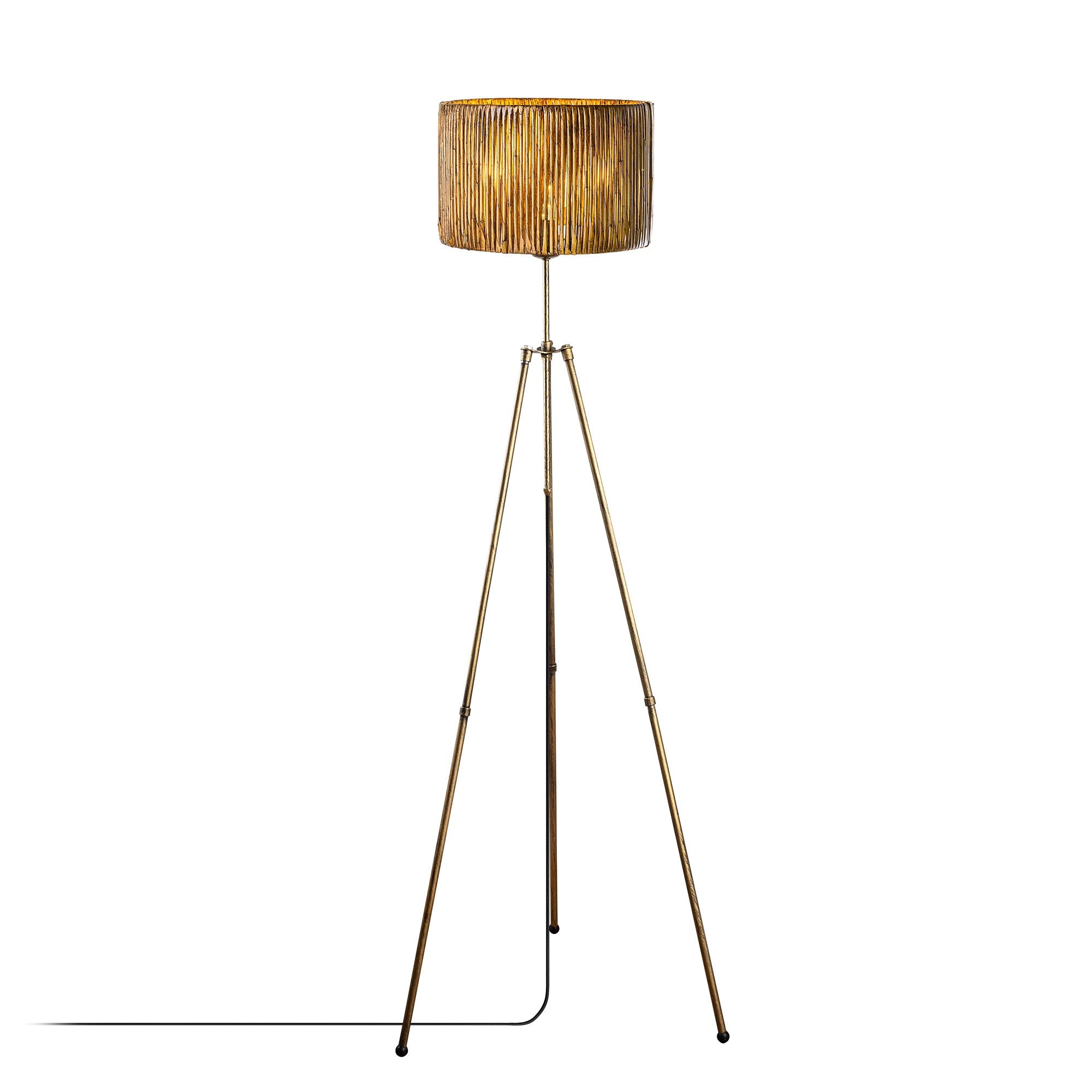 Candeeiro de Pé – 160 cm – Cor de Antiquação – Metal e Bambu
