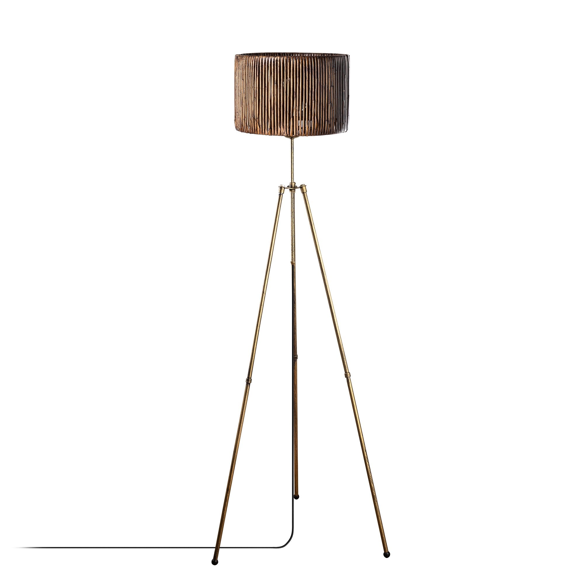 Candeeiro de Pé – 160 cm – Cor de Antiquação – Metal e Bambu