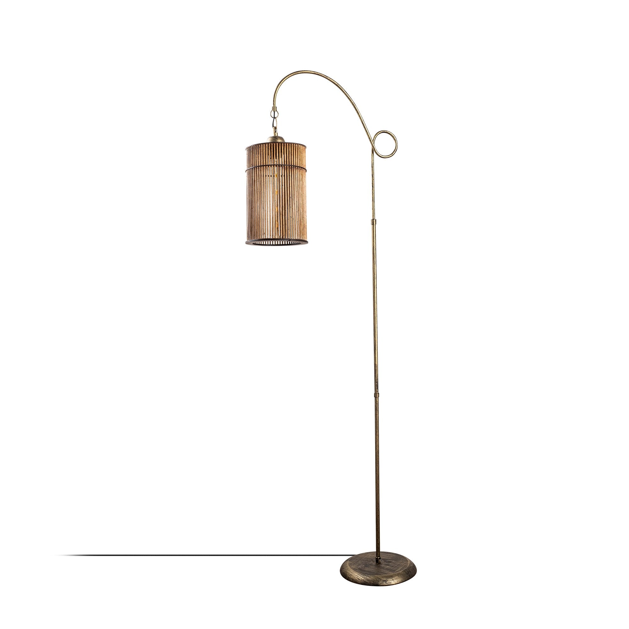 Candeeiro de Pé – 160 cm – Antiguidade – Metal e Bambu