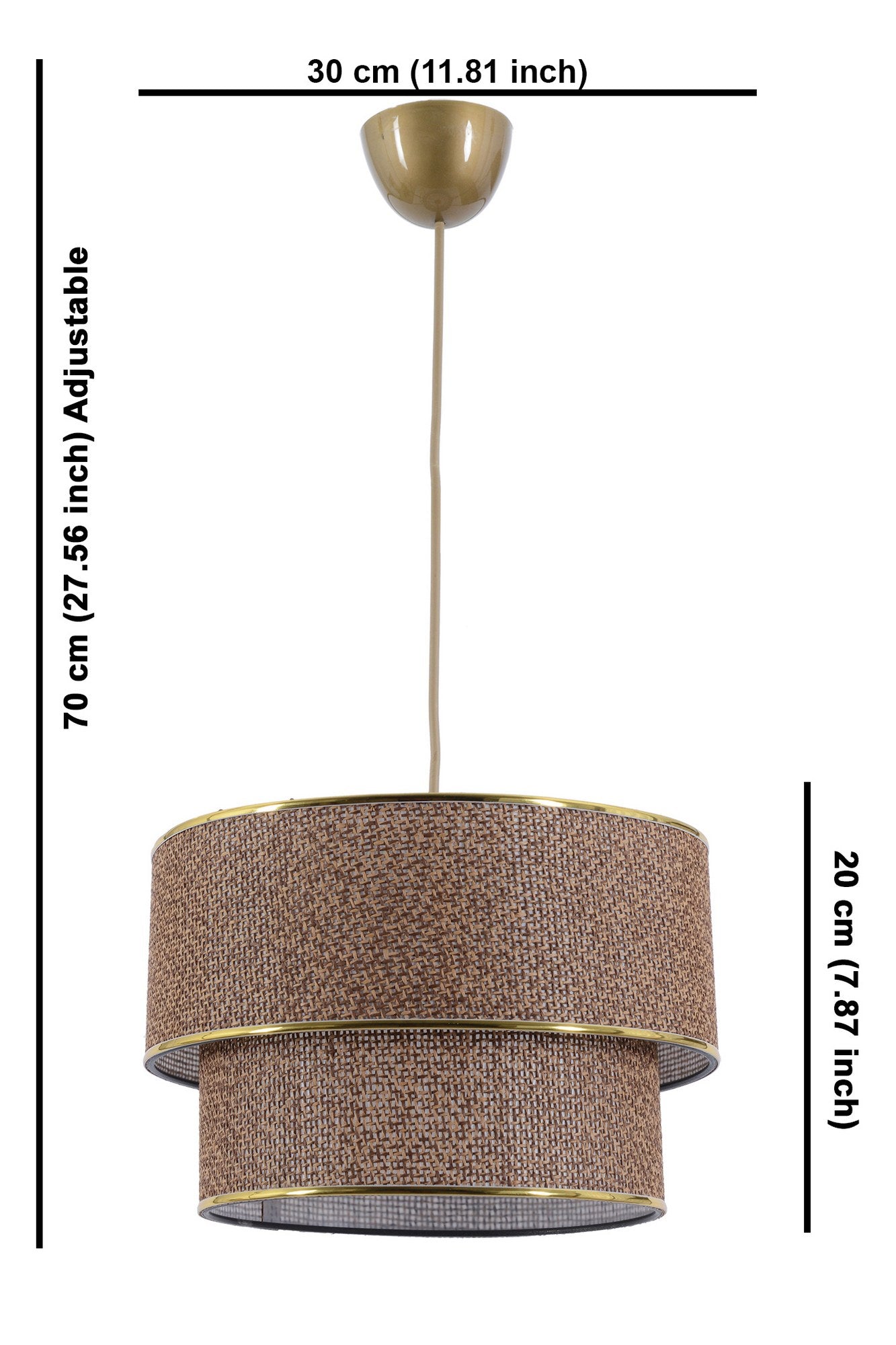 Candeeiro de Teto – 70 cm – Bege – Metal e Algodão