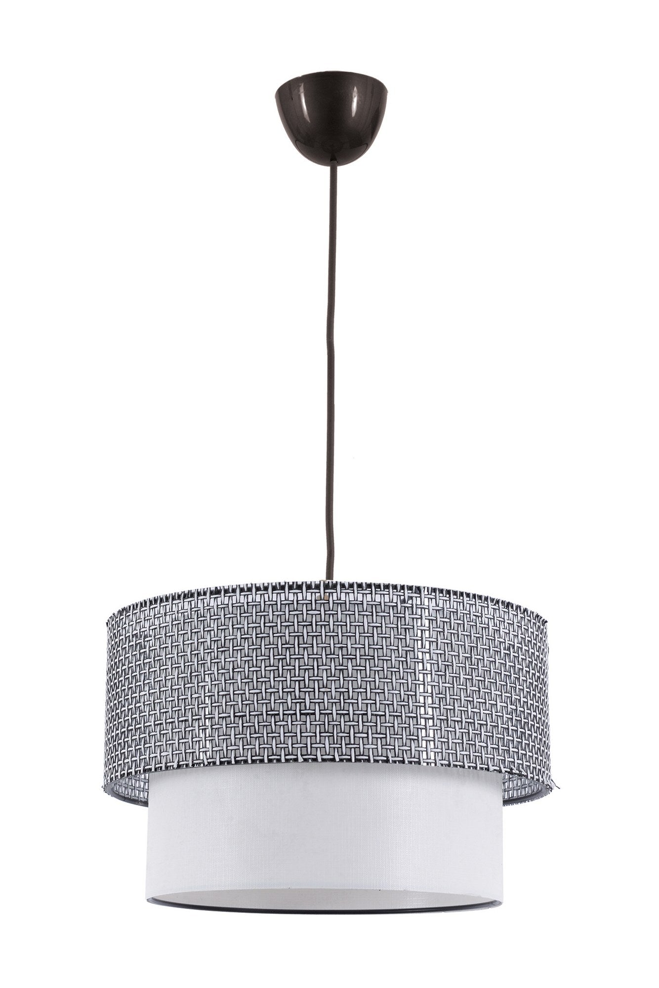 Candeeiro de Teto – 70 cm – Cinza e Branco – Metal e Algodão