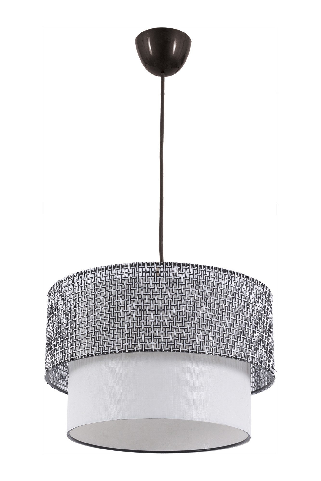 Candeeiro de Teto – 70 cm – Cinza e Branco – Metal e Algodão