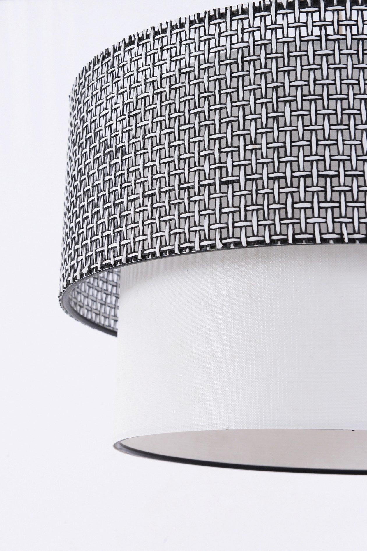 Candeeiro de Teto – 70 cm – Cinza e Branco – Metal e Algodão
