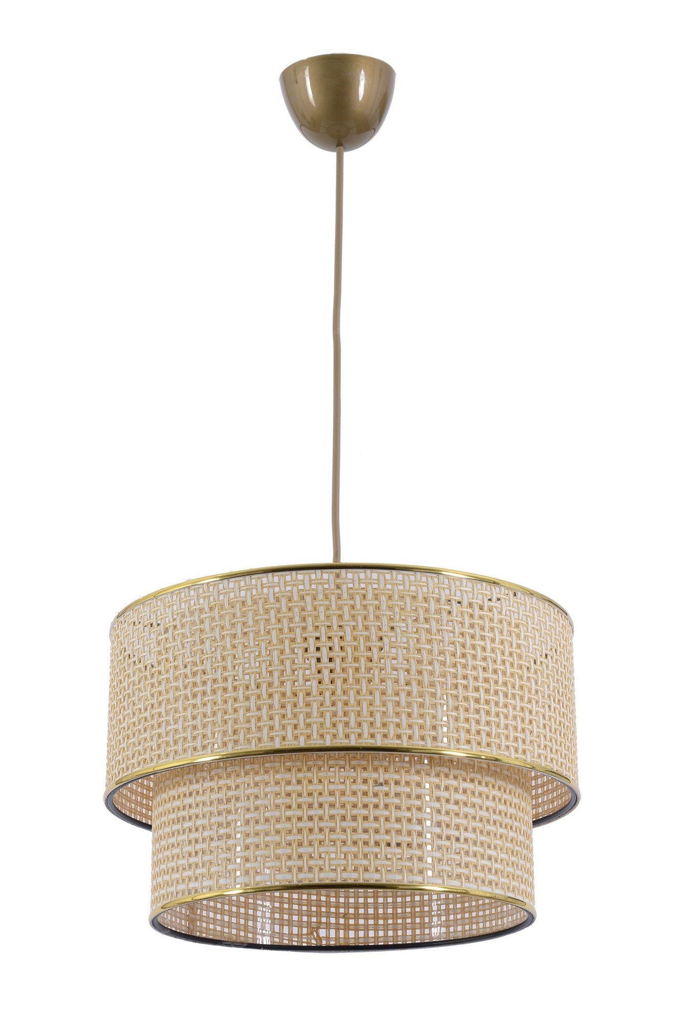 Candeeiro de Teto – 70 cm de Altura – Ecru e Branco – Metal