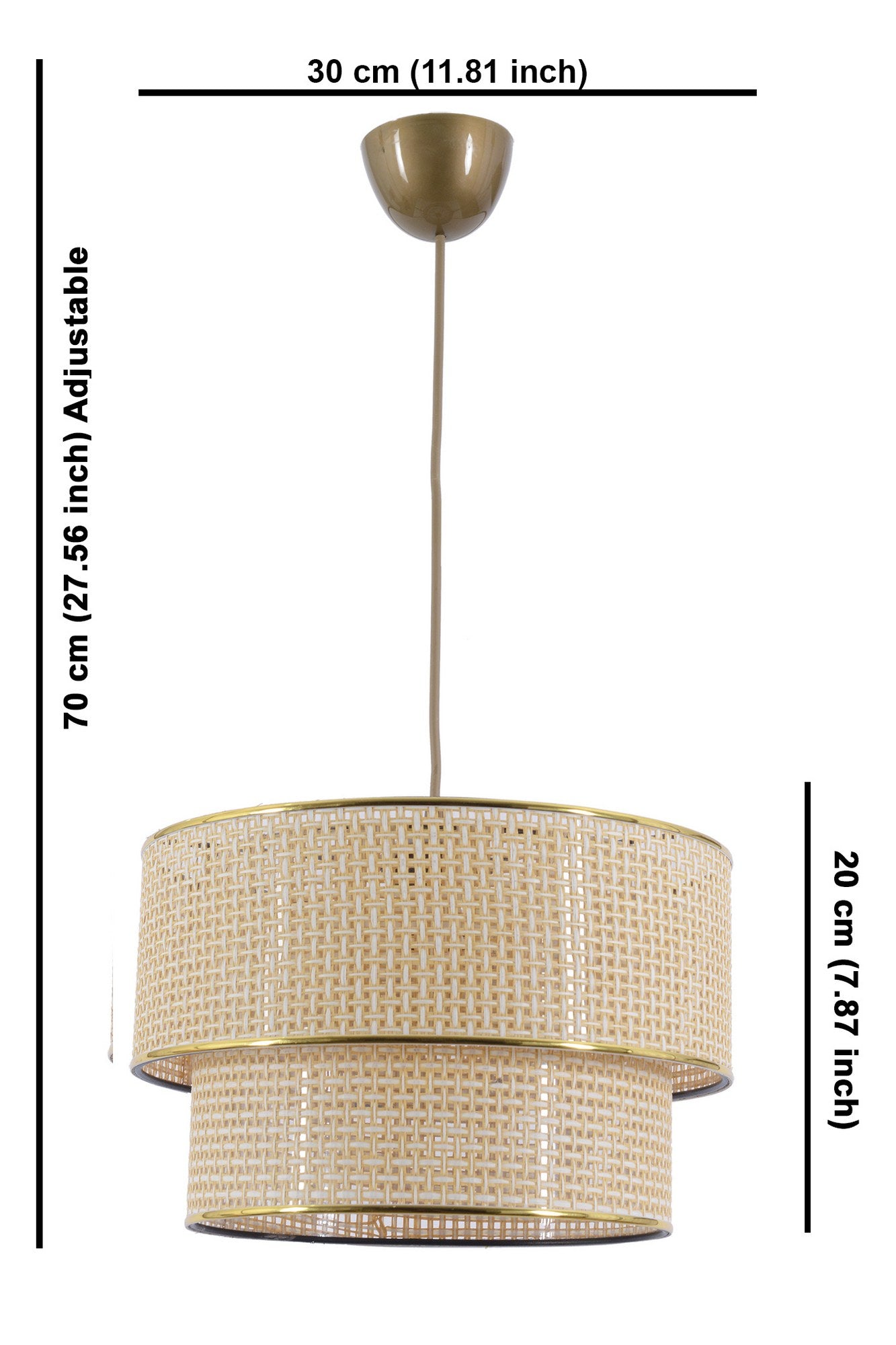 Candeeiro de Teto – 70 cm de Altura – Ecru e Branco – Metal