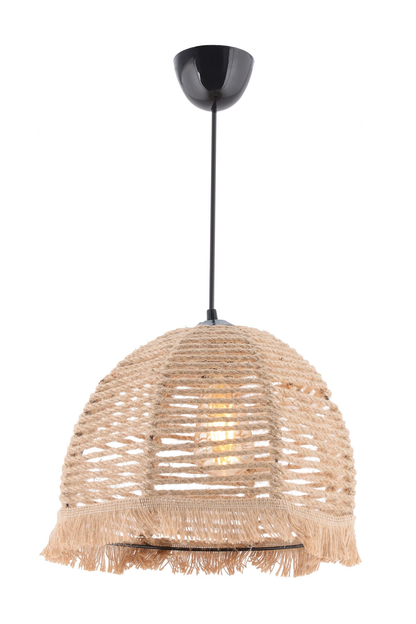 Candeeiro de Teto – 65 cm – Creme – Metal e Juta