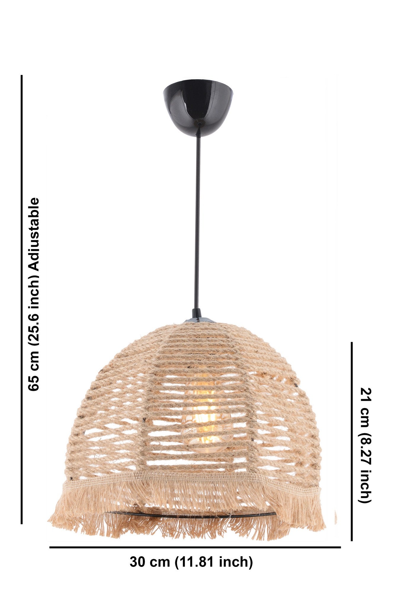 Candeeiro de Teto – 65 cm – Creme – Metal e Juta